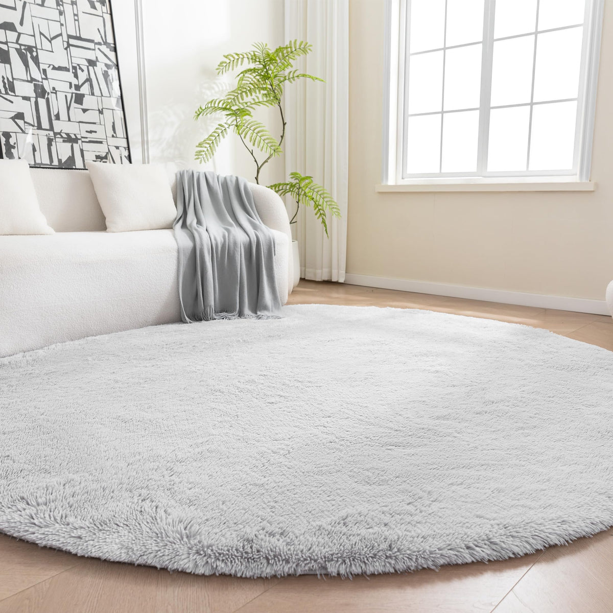 Amazon Basics Fluffy Washable Area Rug, Shaggy Carpet for Living Room, Bedroom, 4' W × 6' L, Pink