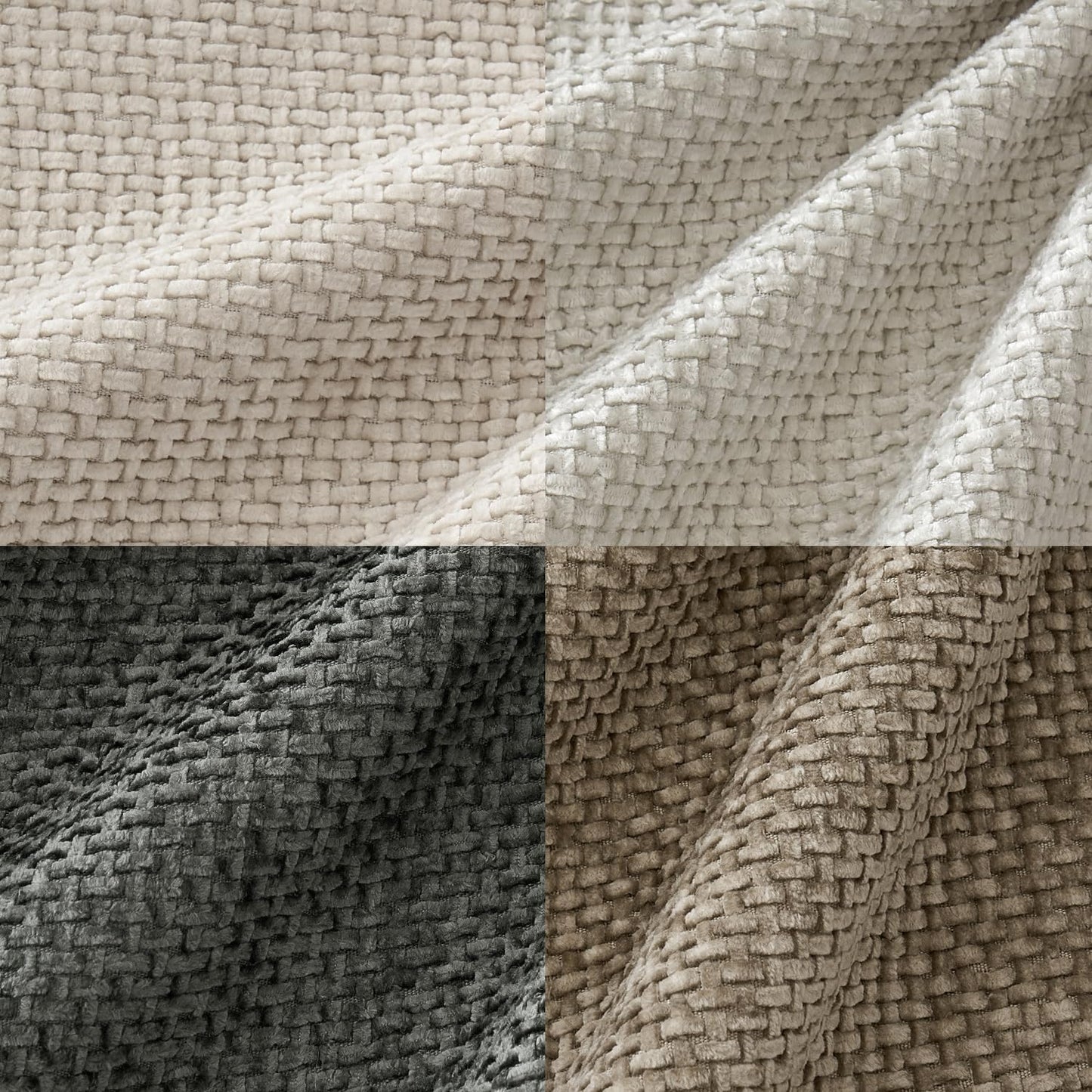 MIULEE Soft Decorative Chenille Pillow Covers Neutral 18x18 Pack of 4 | Mid Century Modern Decor, Cream to Charcoal Set, Couch Throw Pillows, Farmhouse Boho Cushion Covers for Sofa Bed Living Room
