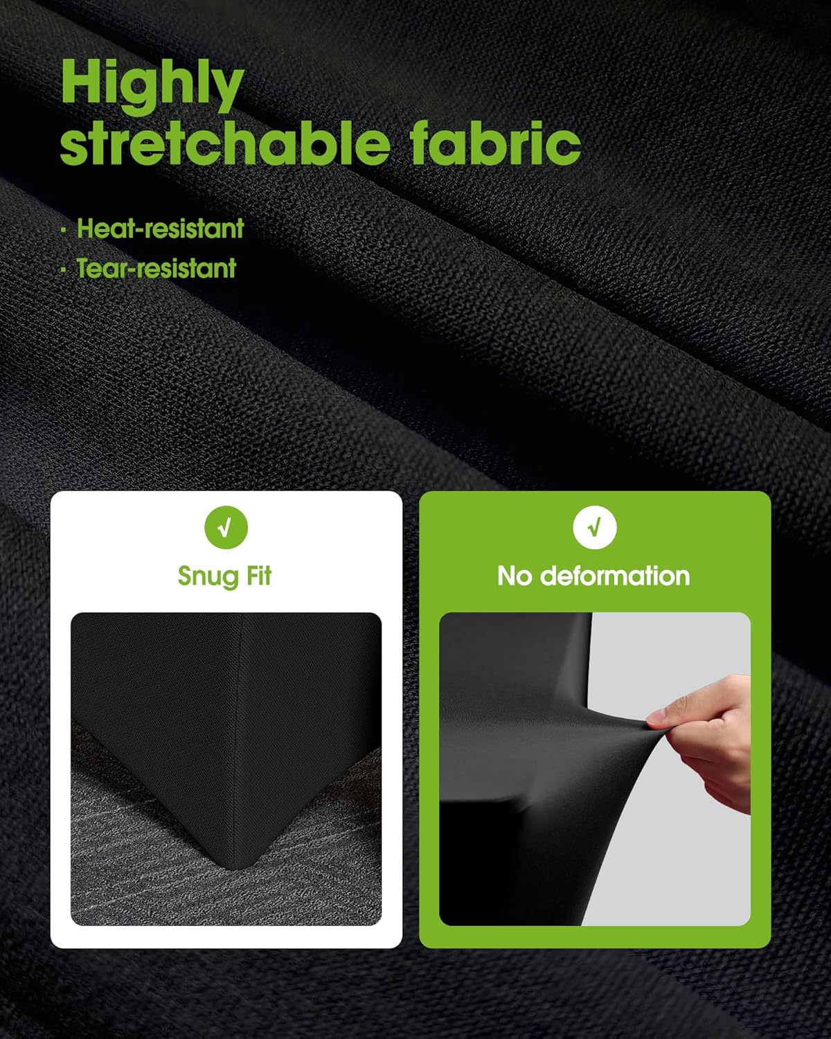 Pureegg Spandex Tablecloth 6ft 2 Pack Black | Table Cloth for Rectangle Table Wrinkle-Free and Stretch, Rectangle,Table Cover for Party, Wedding, Banquet, Birthday