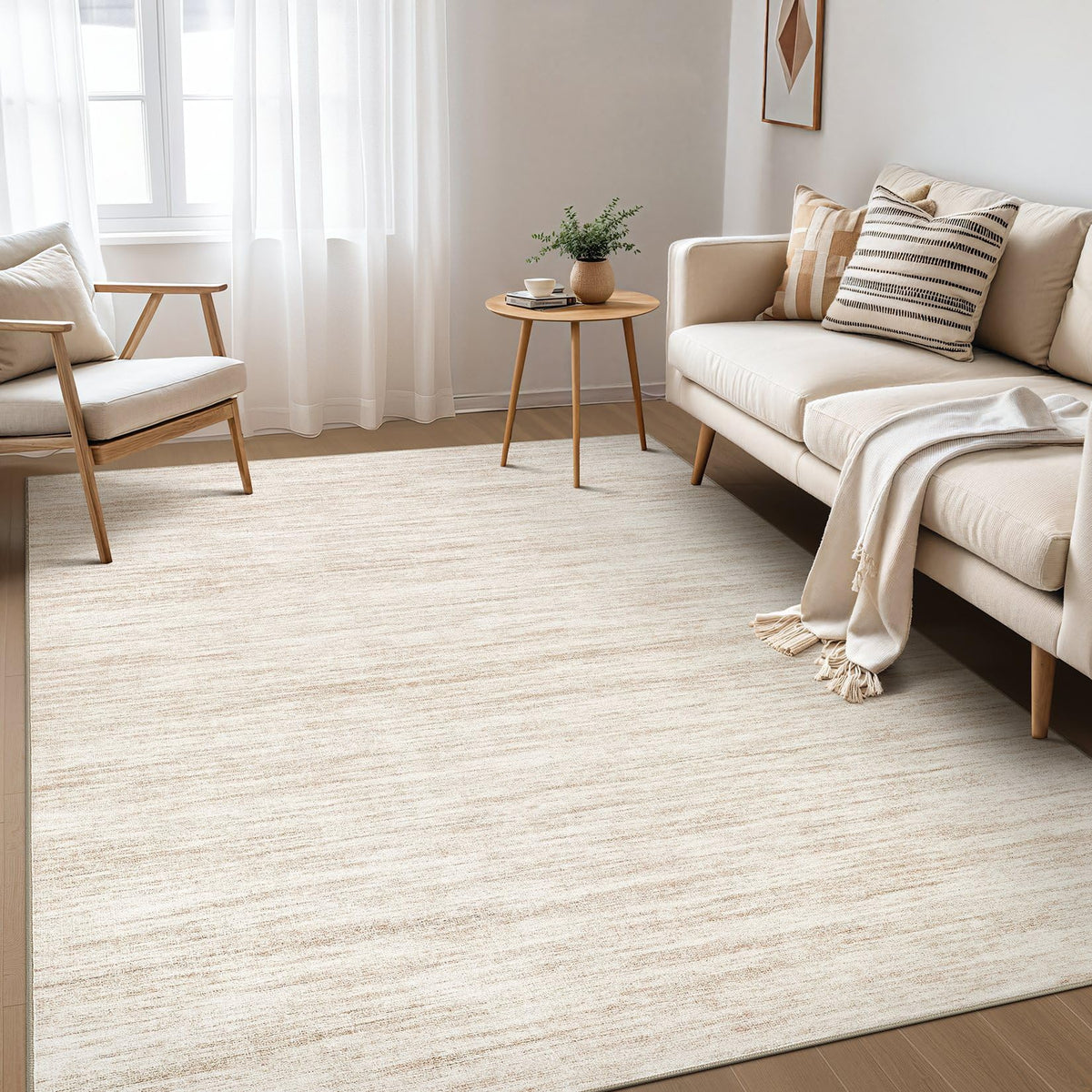 Nakagishi Boho 5x7 Area Rug Living Room Rugs Machine Washable Beige/Brown | Soft, Pet & Kid Friendly, Carpet for Living Room/Bedroom/Office/Kitchen/Nursery, Daily Home Decor Stain Resistant Moroccan
