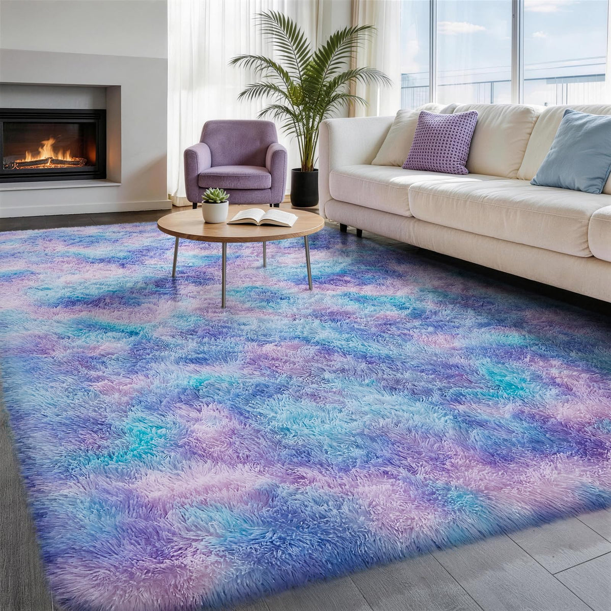 Ophanie Area Rugs for Living Room Bedroom, Washable Non-Slip Fluffy Soft Grey Shag Carpet, Indoor Floor Gray 4x6 Fuzzy Shaggy Living Room Plush Rug for Kids Home Dorm Decor Aesthetic