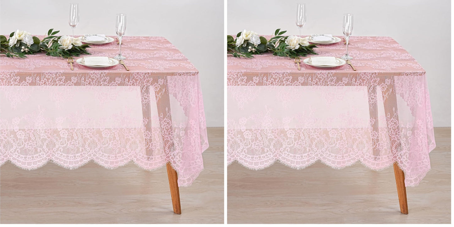 Fanqisi Ivory Lace Tablecloth 60x120 Inches Classic Wedding Lace Tablecloths Overlay Party Table Cover for Bridal Shower Reception Table Decoration