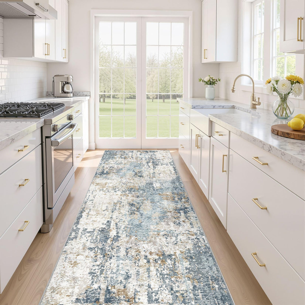 LOONGRUG Area Rug 5x7 Washable Neutral Modern Abstract Living Room Rugs | Soft Stain Resistant Non-Slip Indoor Carpet for Bedroom Nursery Playroom Dining Room Office Dorm Home