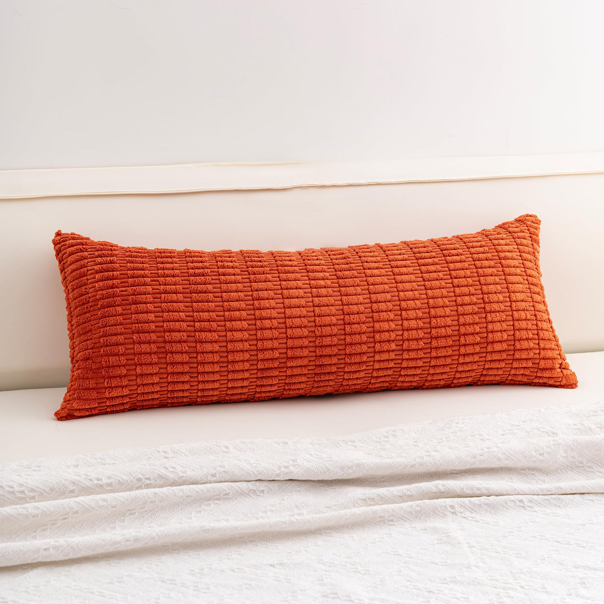 Pack of 2 Corduroy Decorative Throw Pillow Covers 18x18 Inch, Cream White | Fall Soft Striped Pillow Covers Modern Farmhouse Home Decor Christmas Throw Pillow Covers for Sofa Living Room Couch Bed ﻿