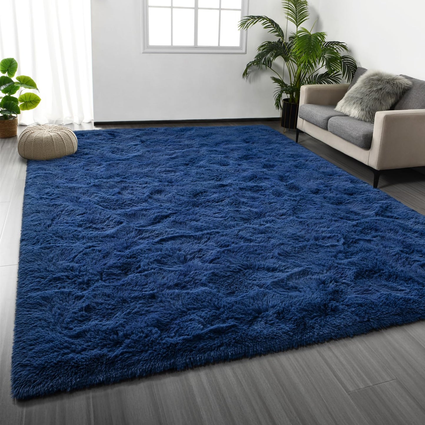 Deerhoo Large Shag Area Rugs 6 x 9, Light Grey | Tie-Dyed, Ultra Soft Plush Fuzzy,Washable, For Living Room, Bedroom, Indoor Carpet Nursery Kids Teen Home Decor