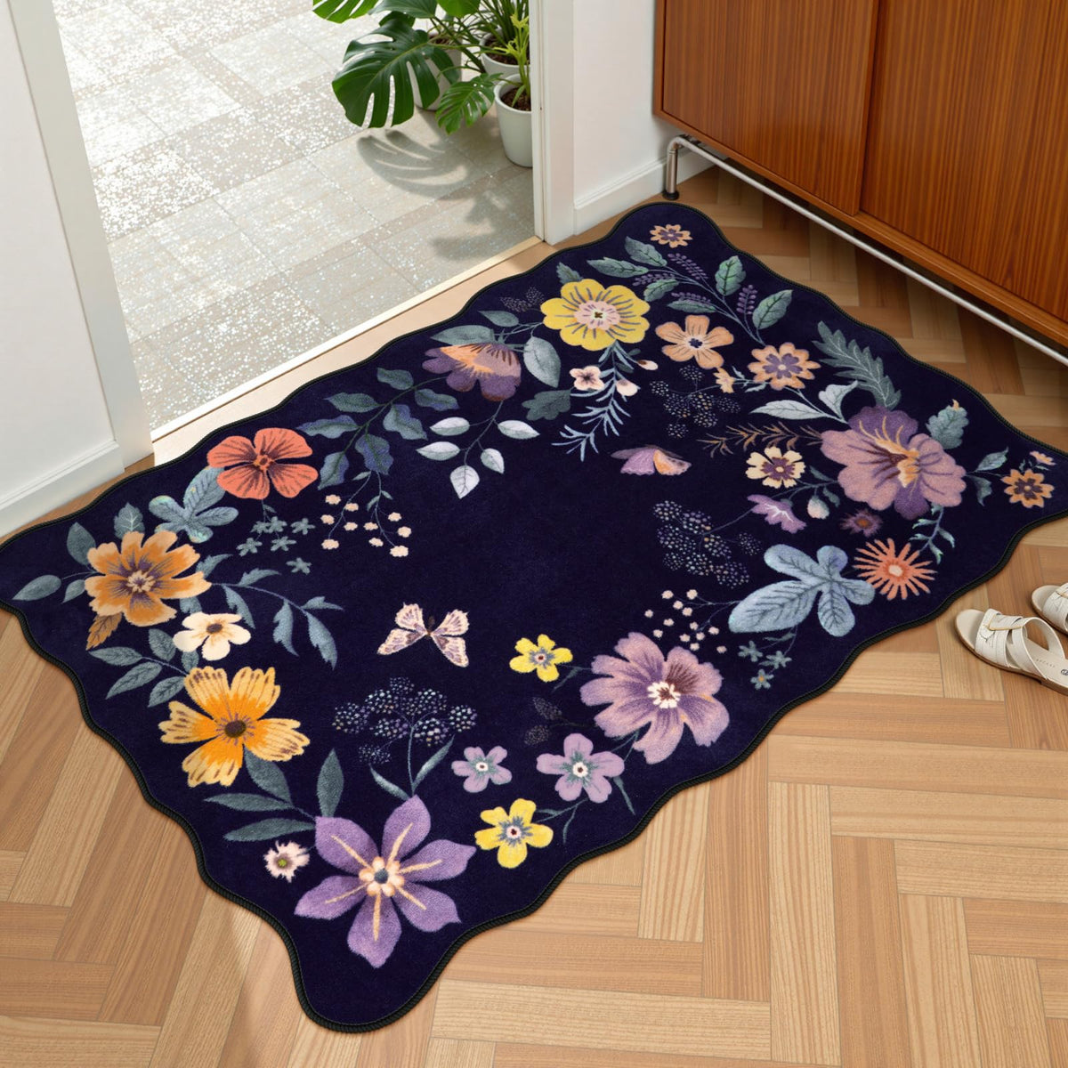 Lahome Floral Living Room Rugs, Area Rugs 5x7 Rug for Bedroom Ultra-Thin Soft Rug, Non-Slip Washable Rugs Stain Resistant Boho Rug Flore Throw Rug for ‎Dining Room Office (5x7ft,Green)