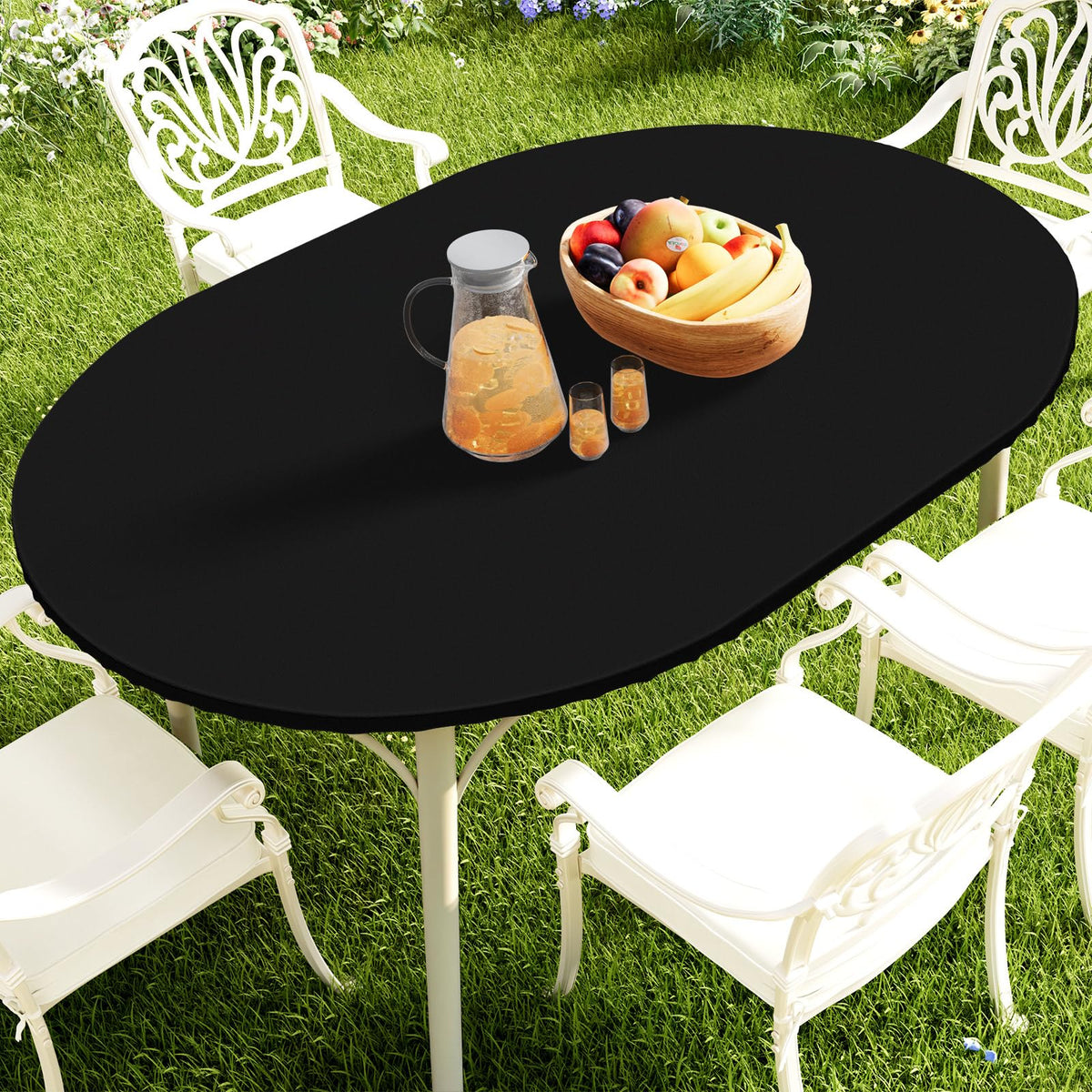 Smiry Round Picnic Tablecloth, Waterproof Elastic Fitted Table Covers for 45" - 56" Tables, Wipeable Flannel Backed Vinyl Tablecloths for Camping, Indoor, Outdoor, Grey & White