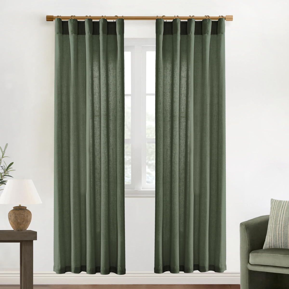 Linen Cotton Curtains for Living Room, Cream Off White Natural Fabric Light Filtering Semi Sheer Curtains 84 Inches Long, Ivory Pleated Farmhouse Curtain Drapes 84 Inch Length 2 Panels Set Dining Room