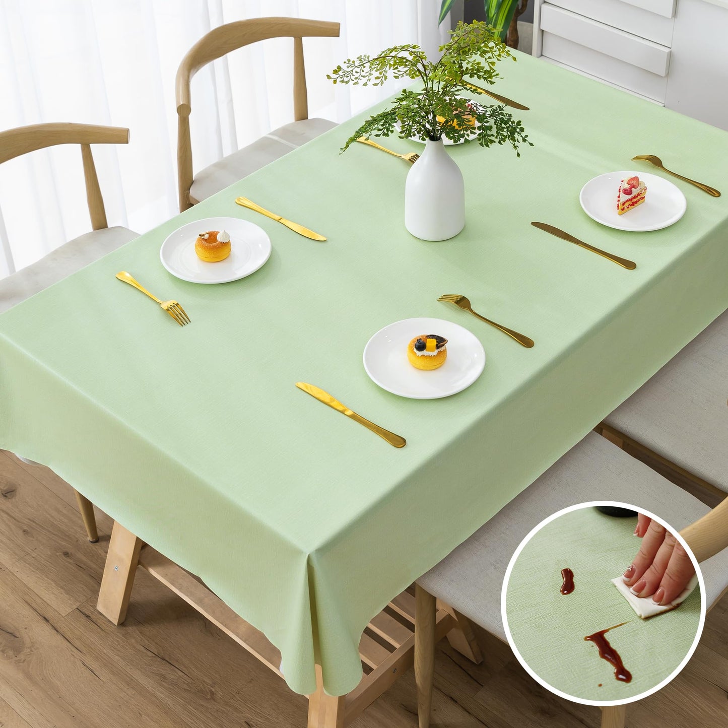 Rectangle Table Cloth,100% Waterproof Tablecloth Oil Proof Spill Proof Vinyl Table Cloth, Wipe Clean Plastic Table Cover for Dining, Camping, Indoor and Outdoor 52" x 70",Leaves