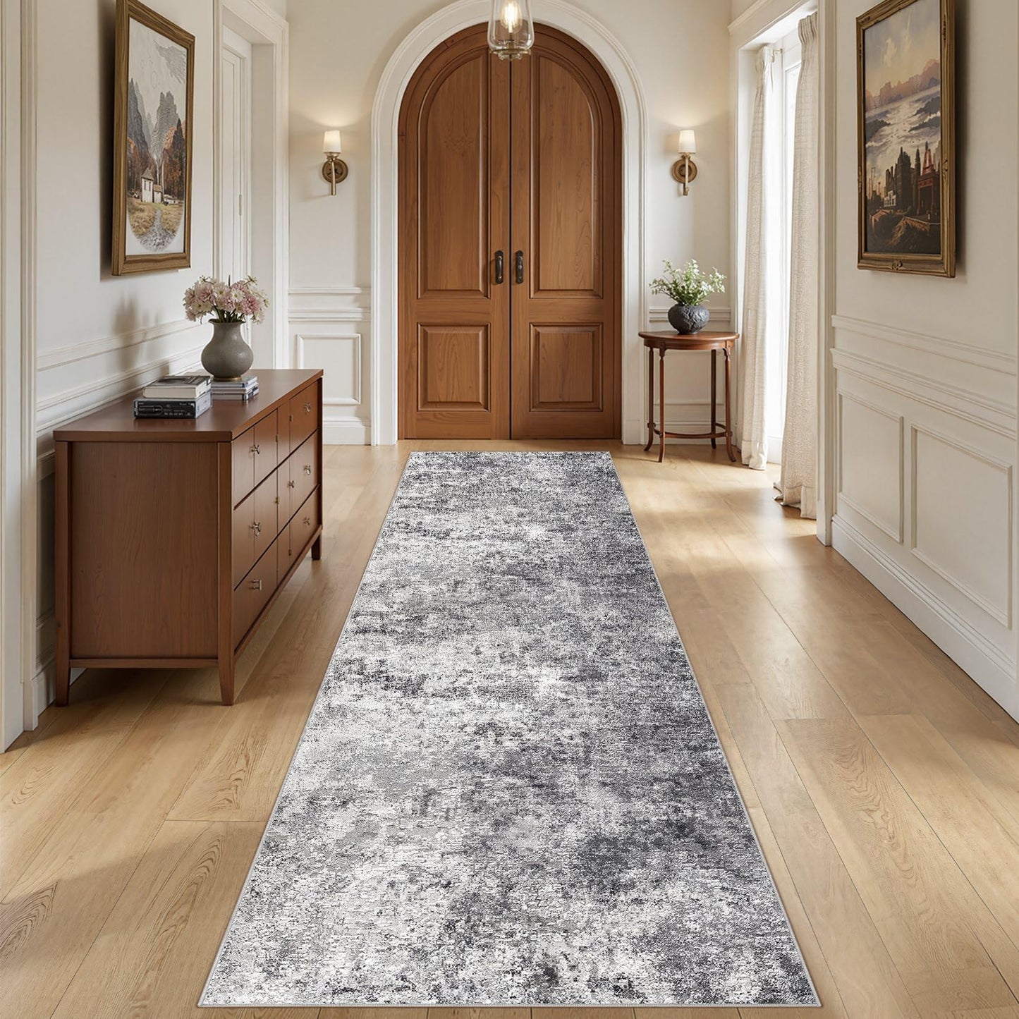 UERMEI 9x12 Area Rug Living Room Rugs - Washable Neutral Modern Abstract Soft Thin Large Rug Indoor Floor No Slip Rug Carpet for Bedroom Under Dining Table Home Office Decor - Brown Grey