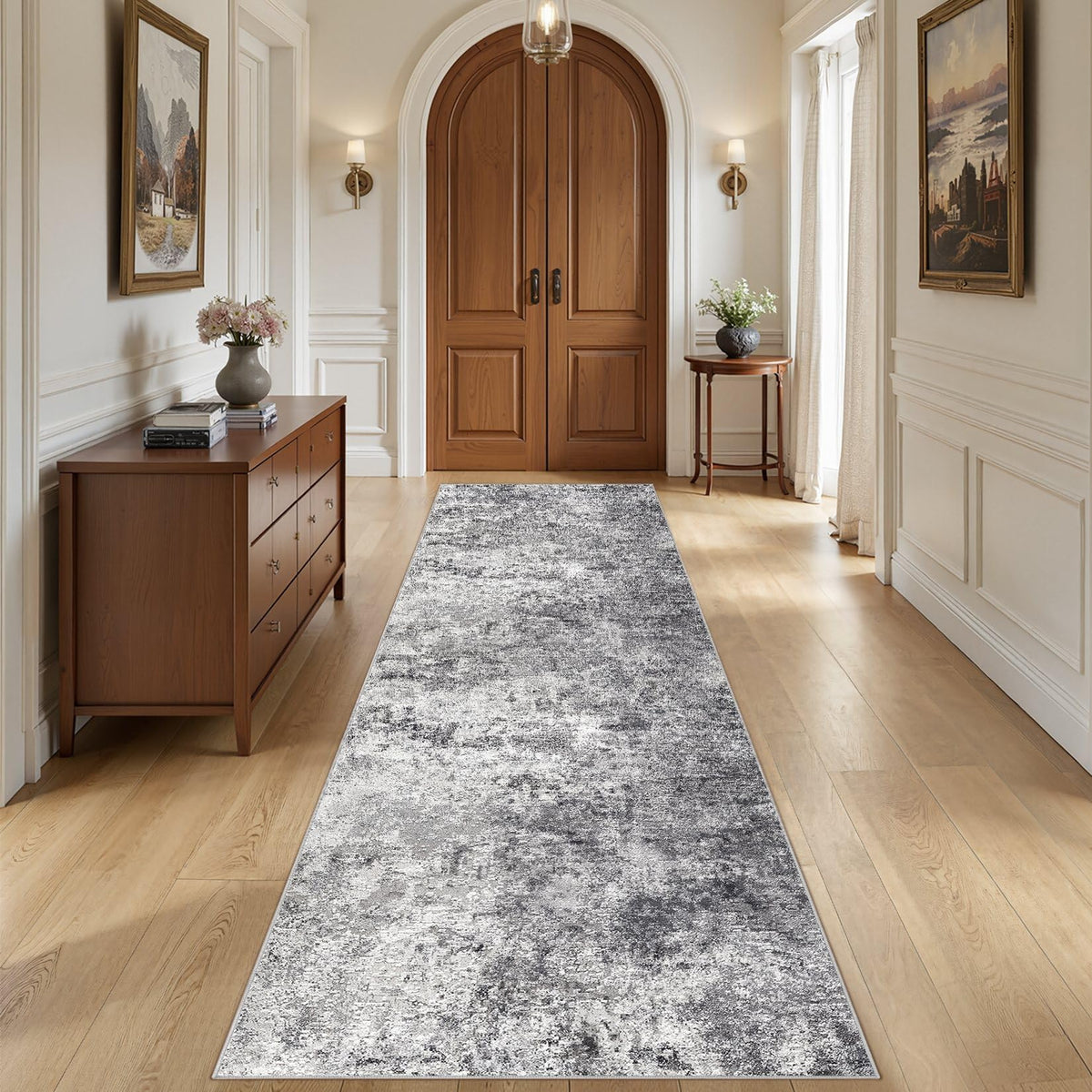 UERMEI 8x10 Area Rug Living Room Rugs - Washable Neutral Modern Abstract Soft Thin Large Rug Indoor Floor No Slip Rug Carpet for Bedroom Under Dining Table Home Office Decor - Brown Grey