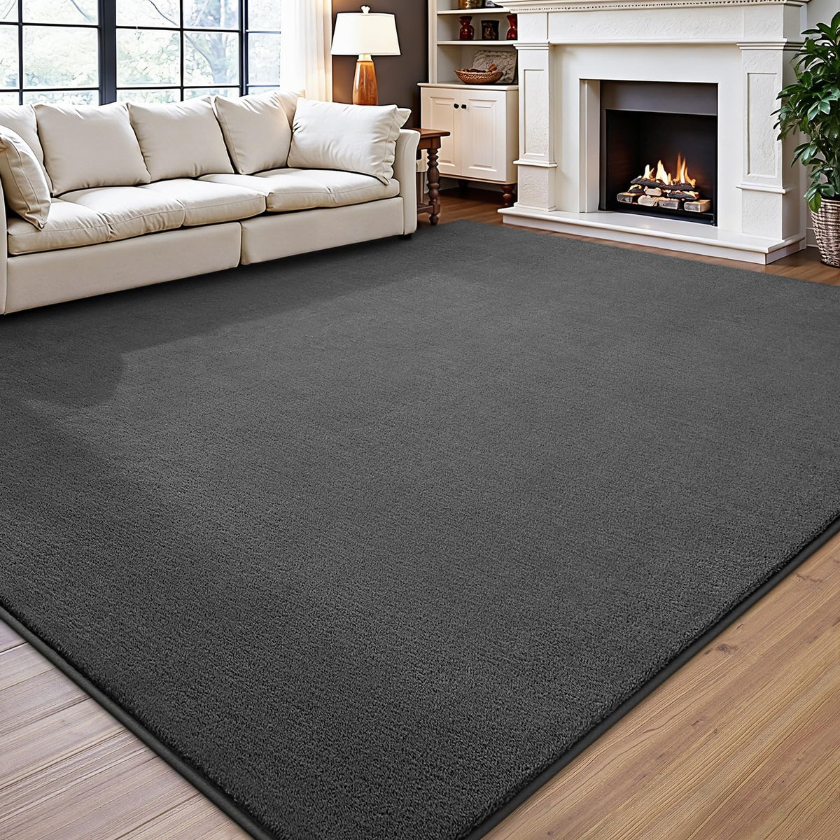 Vasofe Black Area Rugs for Living Room Bedroom, 4x6 Modern Memory Foam Rug | Thickened Throw Carpet, Super Soft Kids Boys Girls Rug, Non Slip Washable Carpets for Dorm Nursery Classroom Office Decor