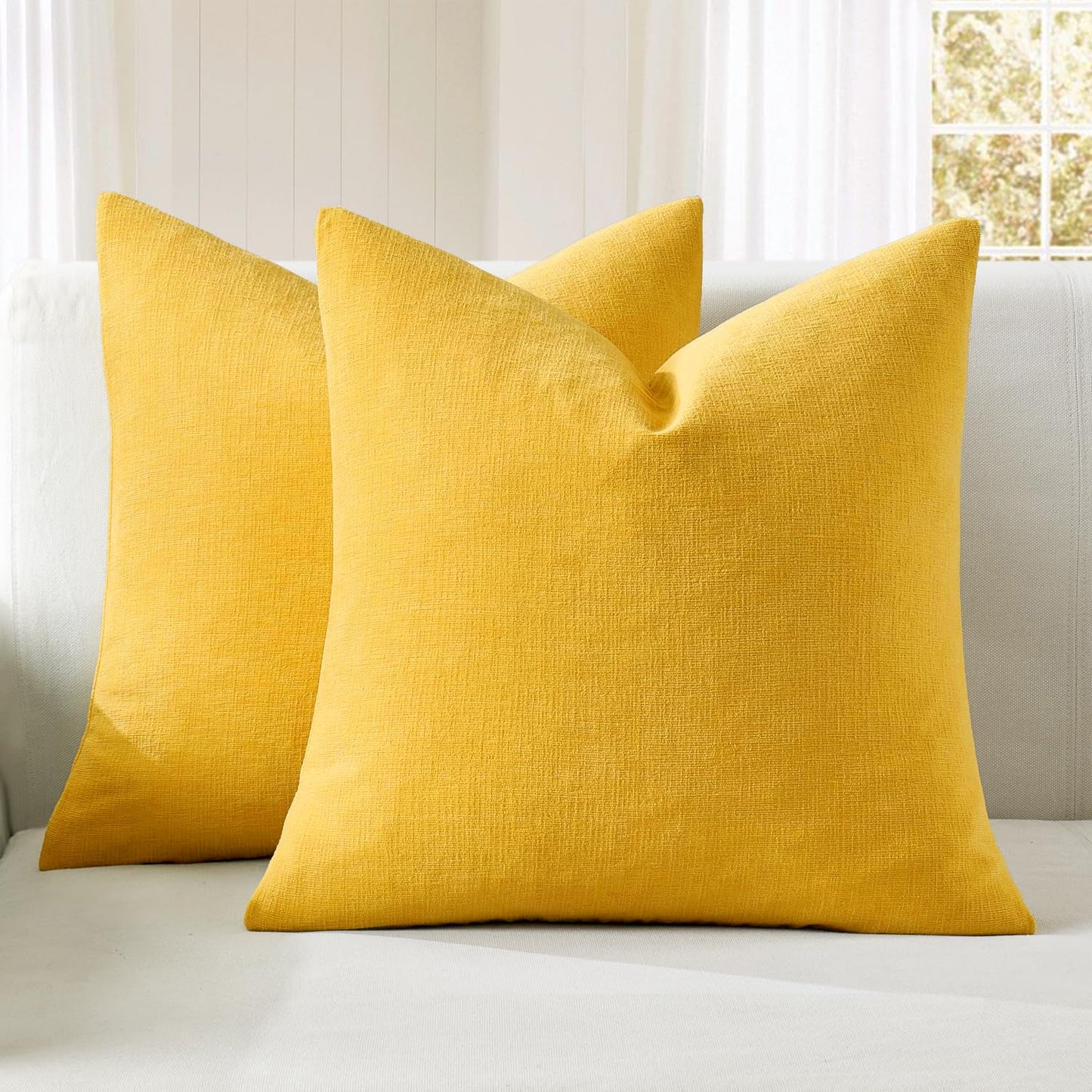 MIULEE Olive Green Chenille Couch Throw Pillow Covers, 18x18 | Set of 2, Soft Modern Farmhouse Style, Decorative Pillowcases for Sofa Living Room Bed, Home Decor
