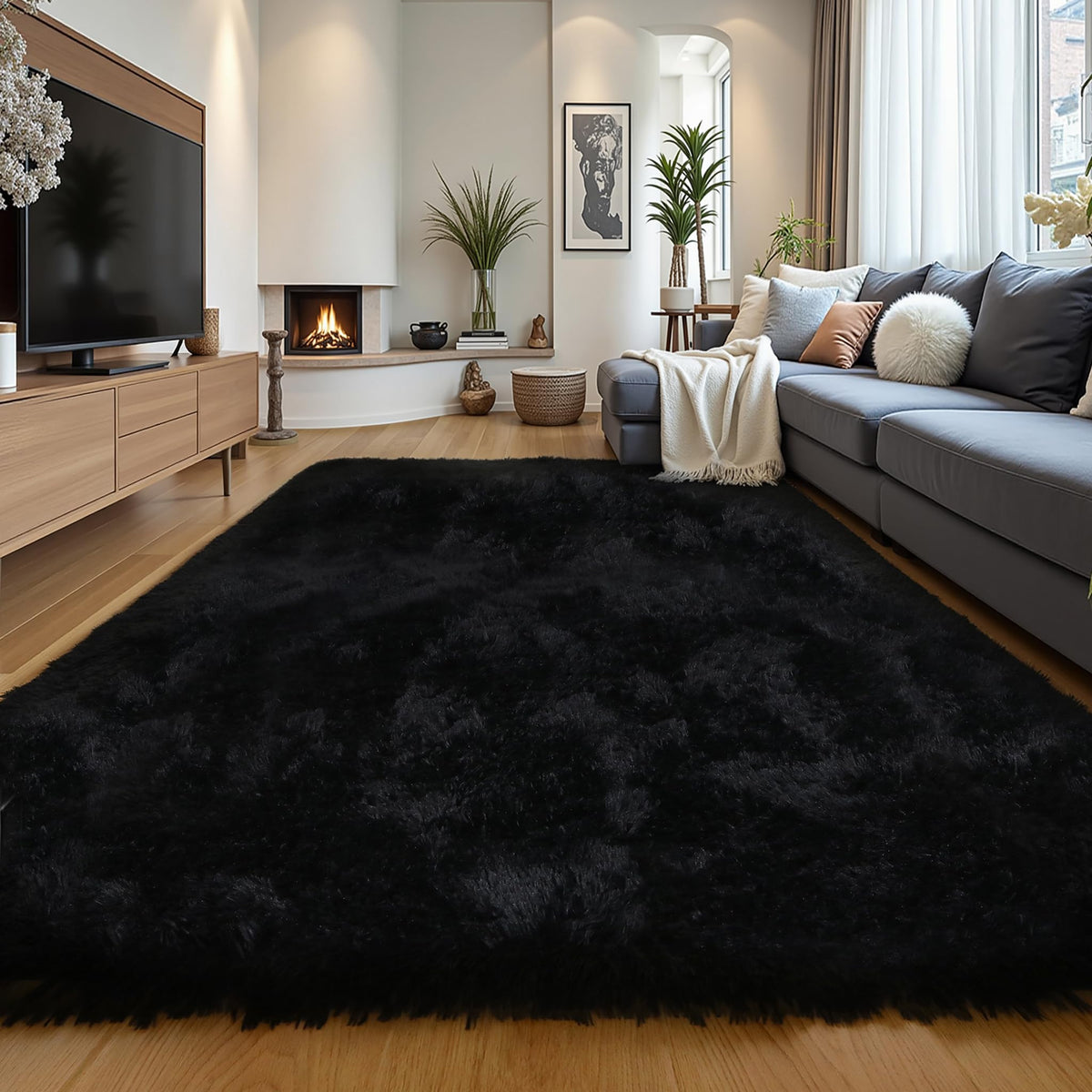 Pink Fluffy 4x6 Area Rugs for Bedroom Girls, Plush Washable Carpet | Area Rug for Kids Room, Nursery, Dorm Room, Non Slip Shaggy Floor Carpet