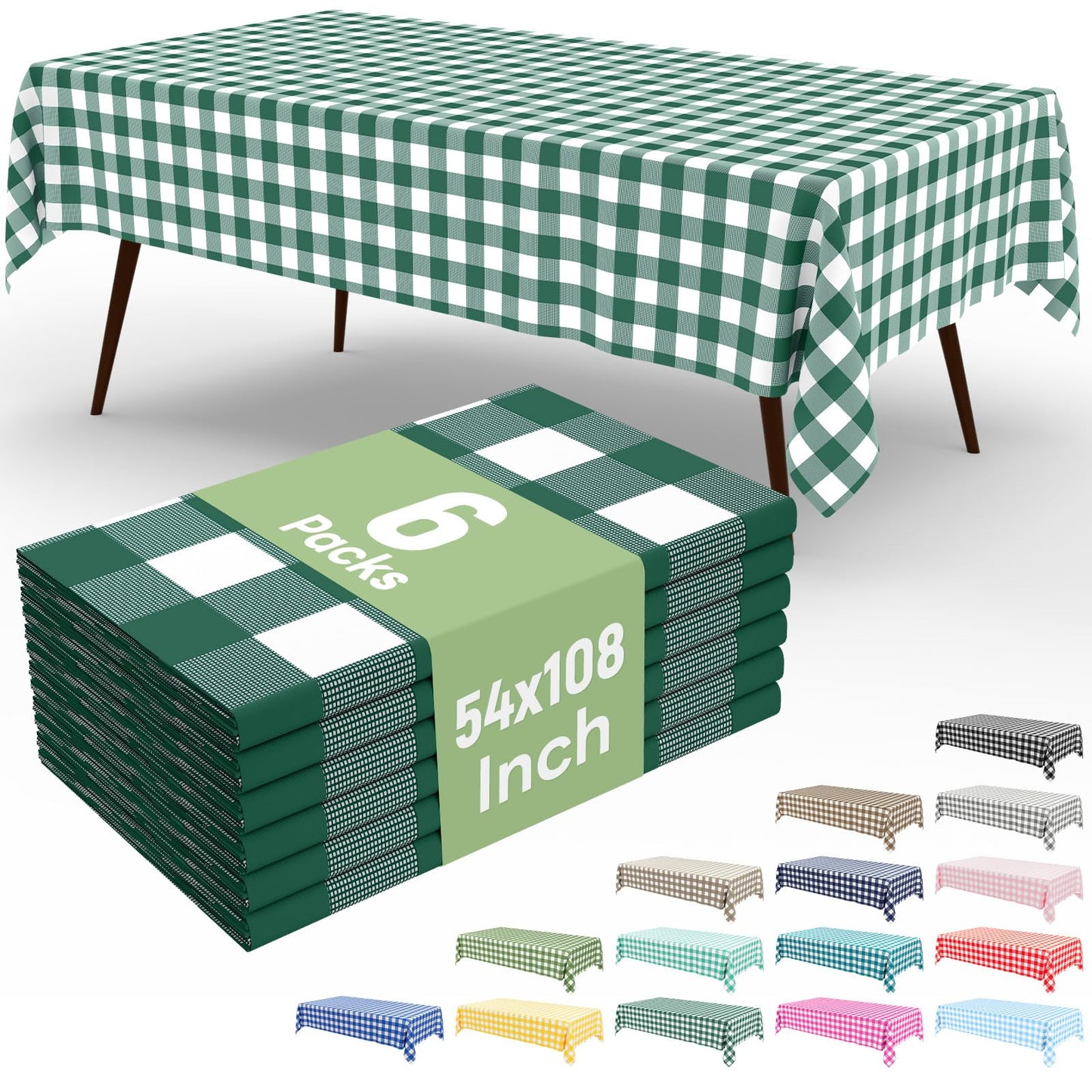 4 Packs Buffalo Disposable Table Cloth, 54 x 108 Inch Waterproof Plastic Tablecloth, Rectangle Red and White Checkered Table Covers for Picnic, Birthday, Party, Back to School