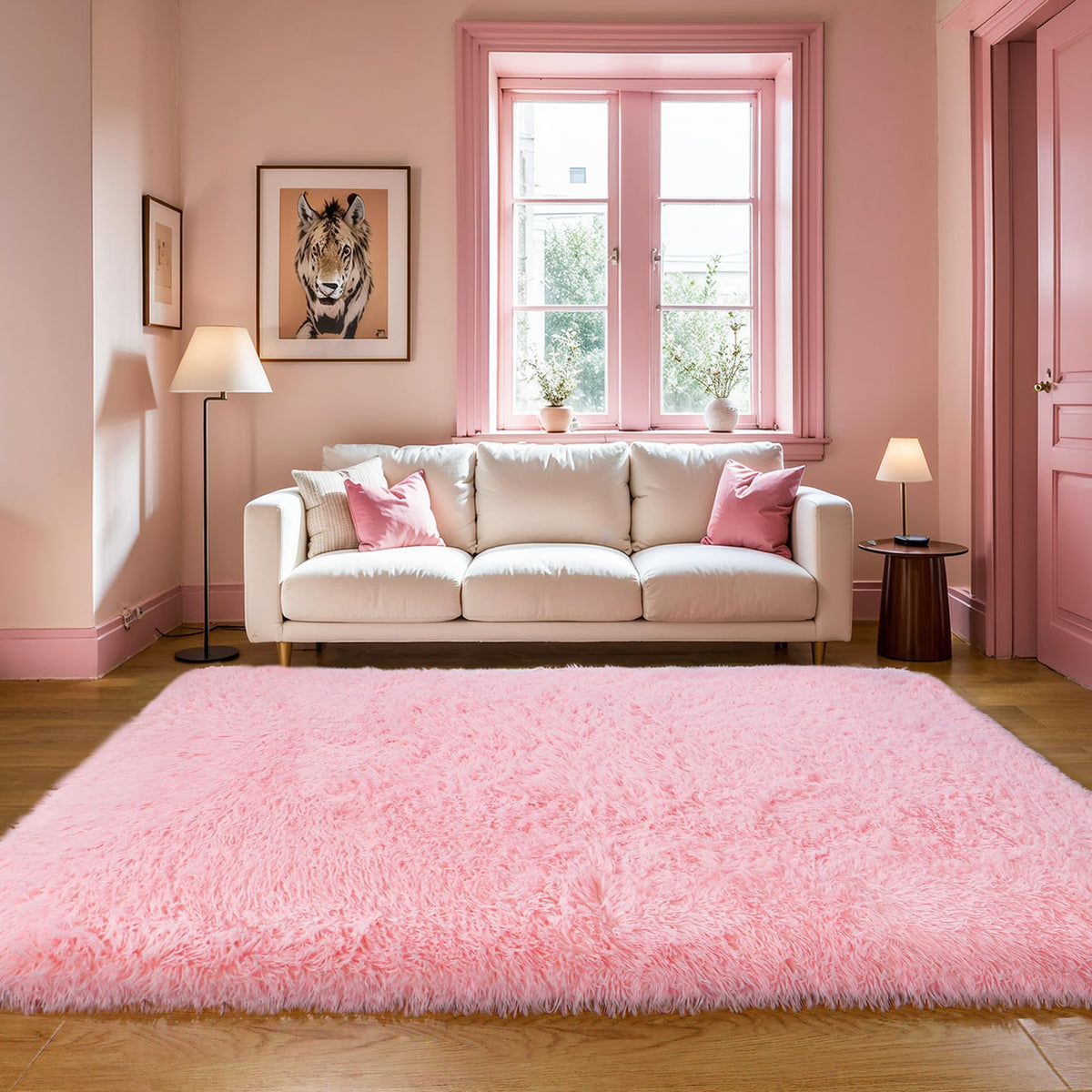 Pink Fluffy 4x6 Area Rugs for Bedroom Girls, Plush Washable Carpet | Area Rug for Kids Room, Nursery, Dorm Room, Non Slip Shaggy Floor Carpet
