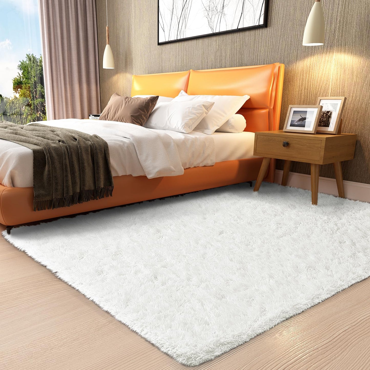 Ophanie Area Rugs for Living Room Bedroom, Washable Non-Slip Fluffy Soft Grey Shag Carpet, Indoor Floor Gray 4x6 Fuzzy Shaggy Living Room Plush Rug for Kids Home Dorm Decor Aesthetic