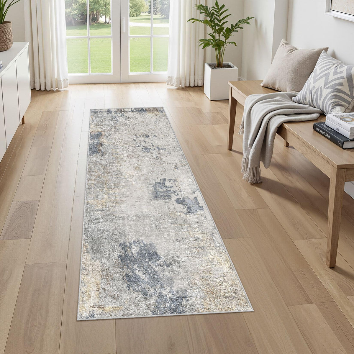 UERMEI 8x10 Area Rug Living Room Rugs - Washable Neutral Modern Abstract Soft Thin Large Rug Indoor Floor No Slip Rug Carpet for Bedroom Under Dining Table Home Office Decor - Brown Grey