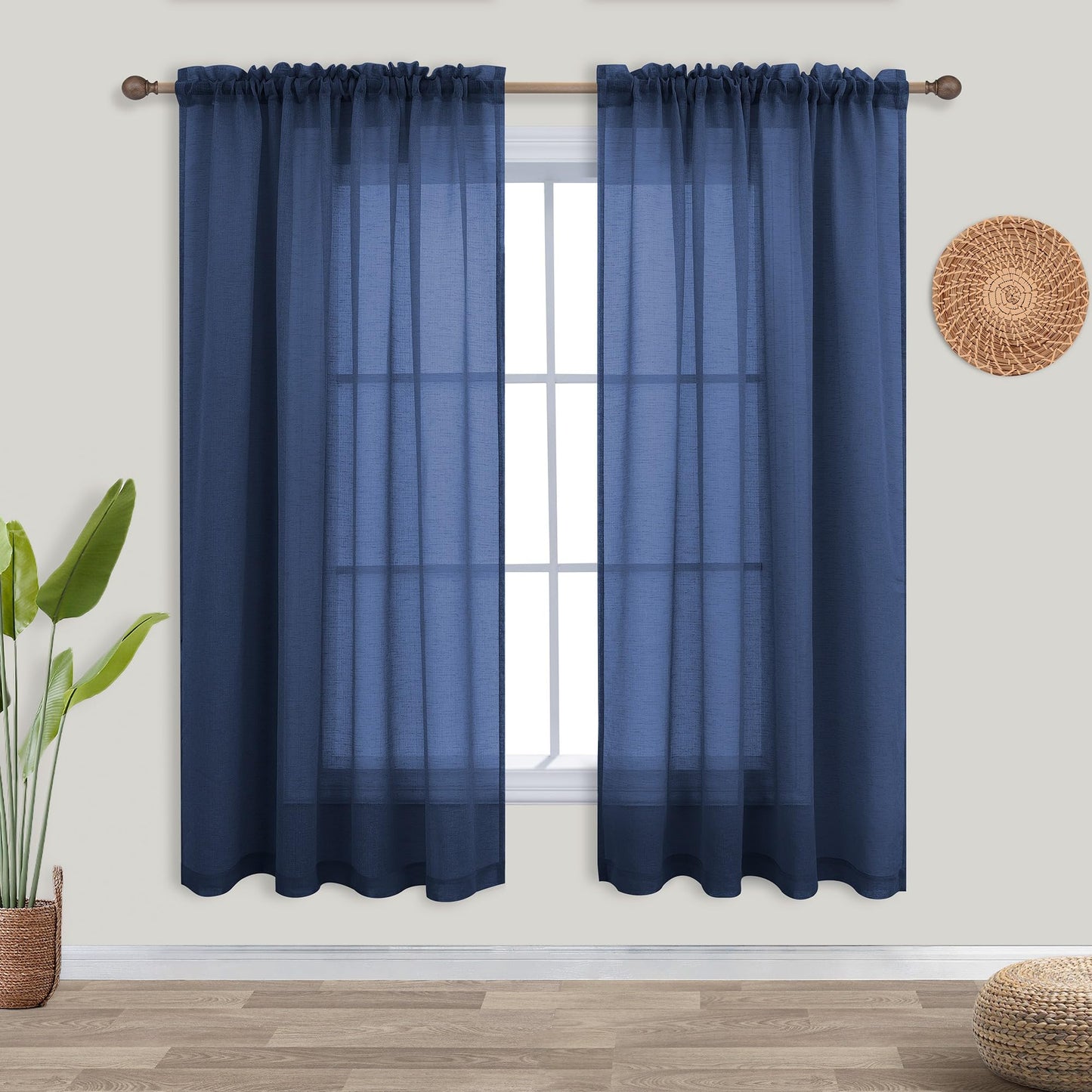 KOUFALL White Sheer Curtains 84 Inches Long 2 Panels,Gauze Cheese Cloth Linen Look Rod Pocket Flowy See Through Curtains for Living Room Bedroom