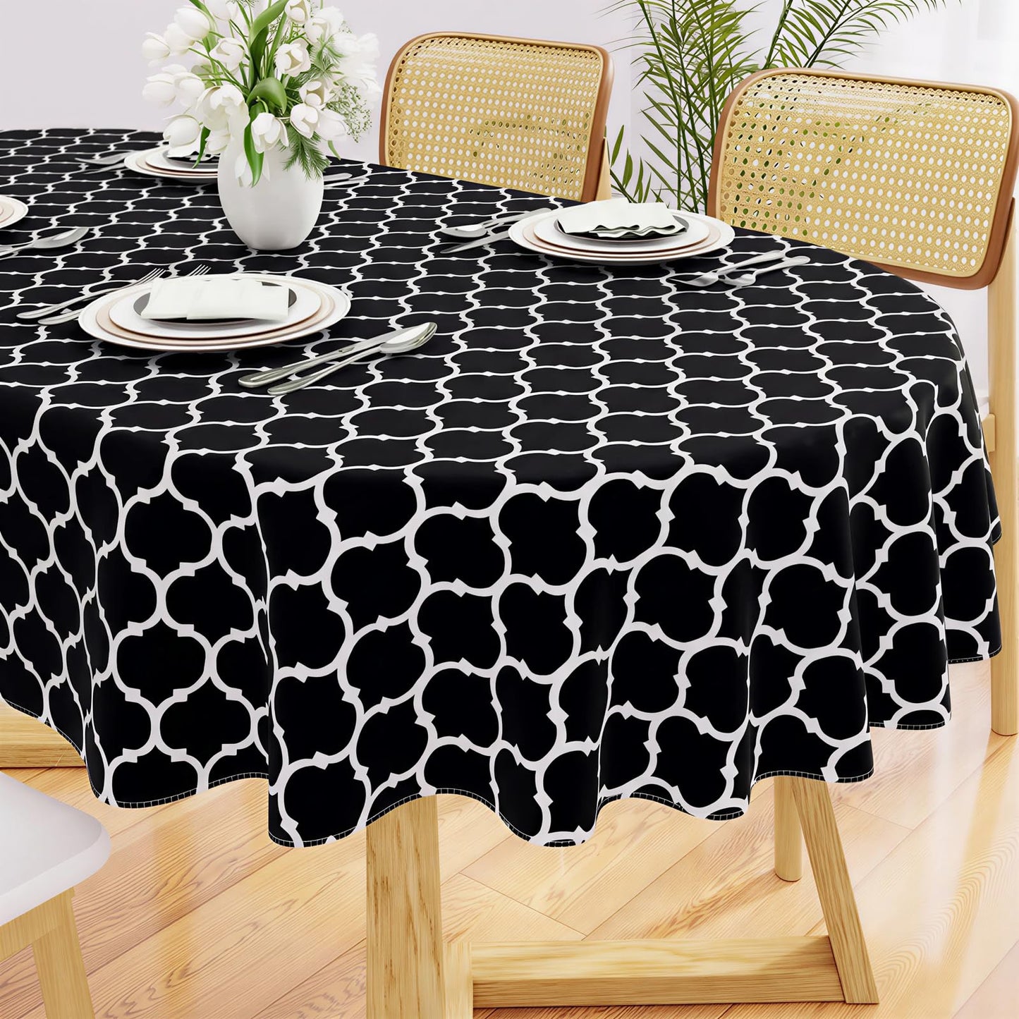 Smiry Rectangle Table Cloth, Flannel Backed Vinyl Tablecloth, 60"x84" | Waterproof Plastic Tablecloths, Wipeable Table Cover for Dining, Indoor and Outdoor (Grey)