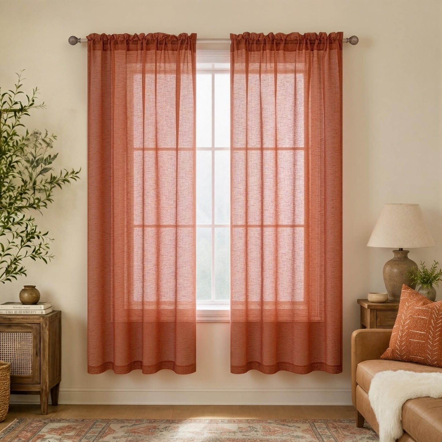 KOUFALL White Sheer Curtains 84 Inches Long 2 Panels,Gauze Cheese Cloth Linen Look Rod Pocket Flowy See Through Curtains for Living Room Bedroom