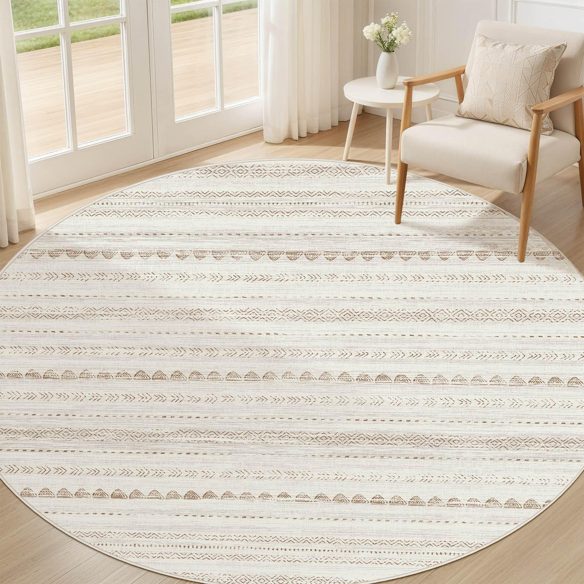 Nakagishi Boho 5x7 Area Rug Living Room Rugs Machine Washable Beige/Brown | Soft, Pet & Kid Friendly, Carpet for Living Room/Bedroom/Office/Kitchen/Nursery, Daily Home Decor Stain Resistant Moroccan