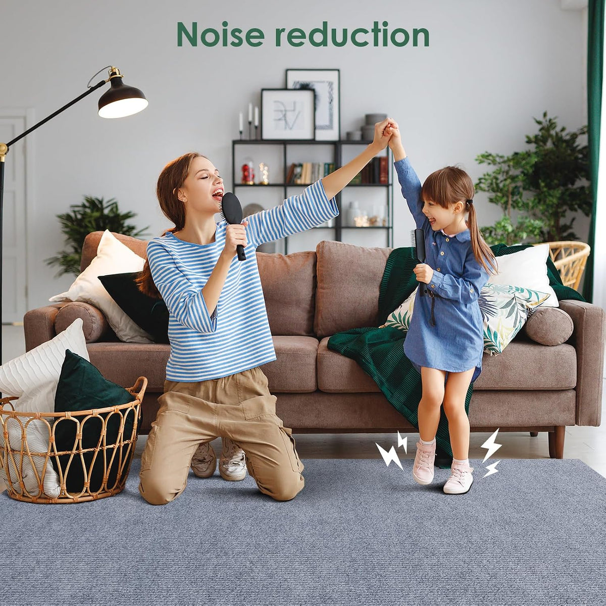 VallisCo Carpet Tile 20 Pack 24” X 24” Self Adhesive Carpet Floor Tiles Anti-Slip Squares Peel and Stick Floor Tile DIY Installation for Bedroom(Light Grey)