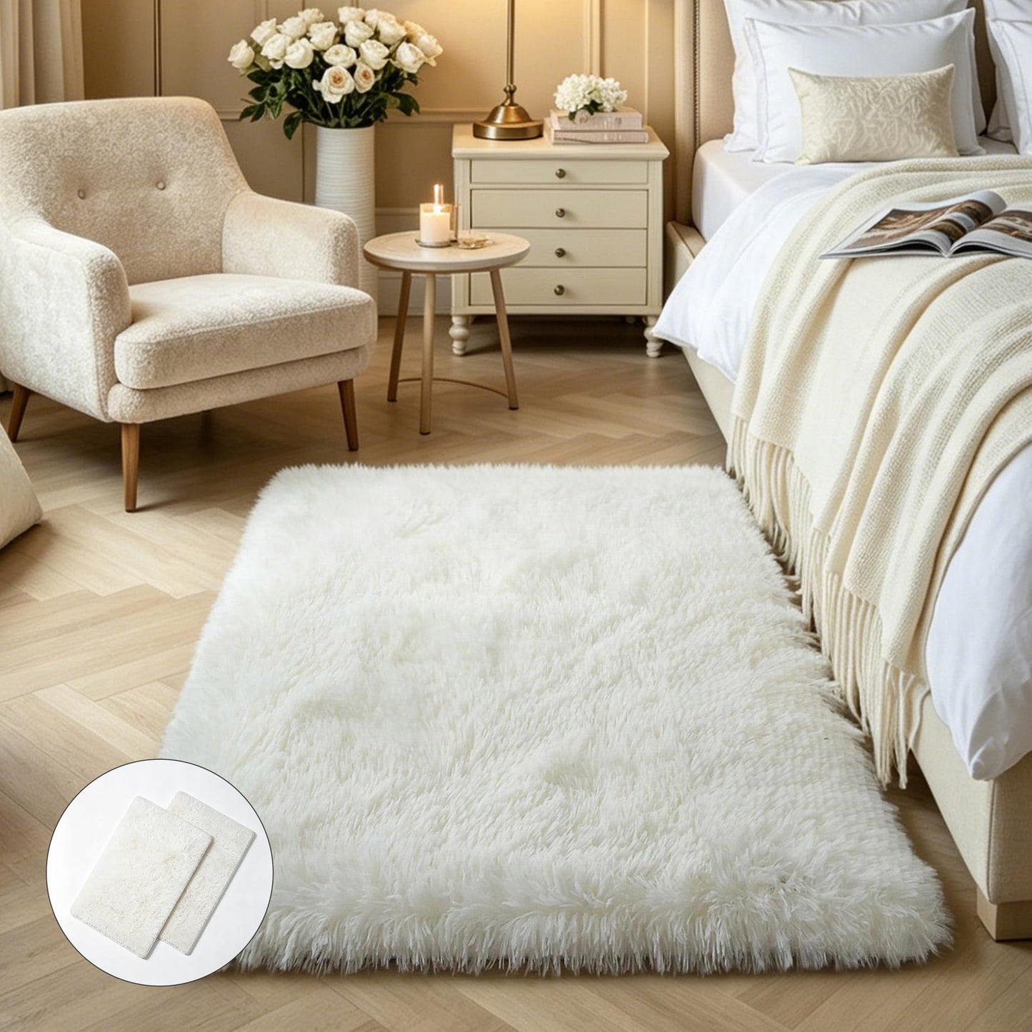Pink Fluffy 4x6 Area Rugs for Bedroom Girls, Plush Washable Carpet | Area Rug for Kids Room, Nursery, Dorm Room, Non Slip Shaggy Floor Carpet