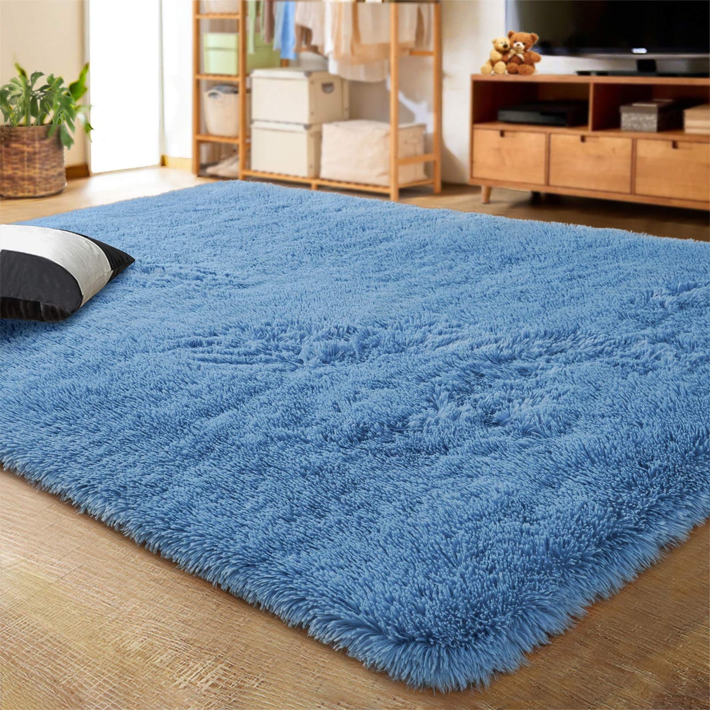 LOCHAS Area Rugs Fluffy Living Room Carpets for Kids Bedroom 6x9, Cream | Ultra Soft Indoor Modern Shaggy Rug for Dorm Nursery Boys Girls Home Decor