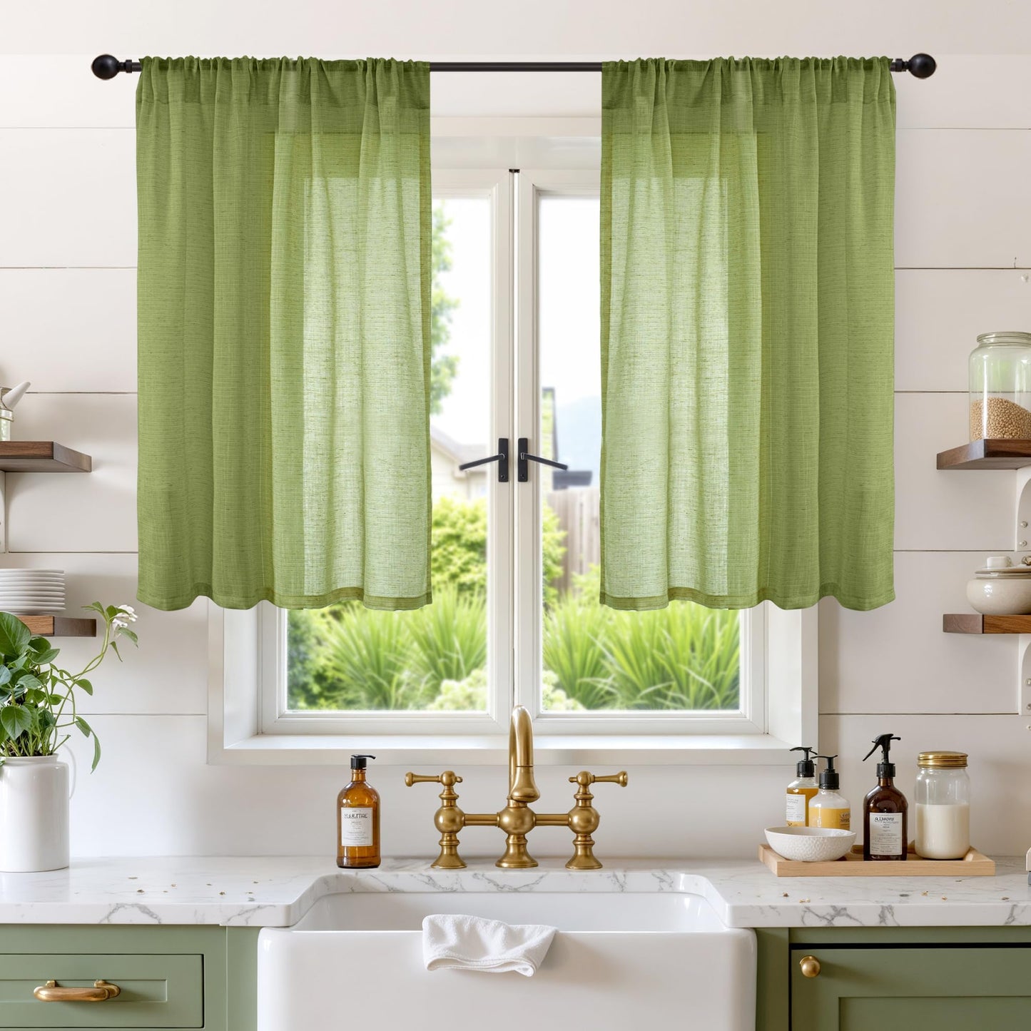 BGment Linen Sheer Curtains 84 Inches Long 2 Panels Set for Living Room | Light Filtering Drapes with Rod Pocket Lightweight Window Treatments for Bedroom, 52 X 84 Inch Length