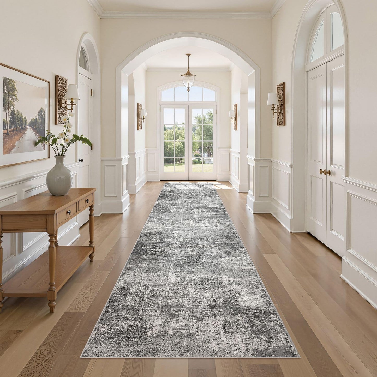 DMOYEST 8x10 Area Rug for Living Room Washable Abstract Indoor Carpet | Neutral Modern Low Pile Rugs Kid & Pet Friendly Large Soft Thin Carpet for Bedroom Dining Room - Grey Blue