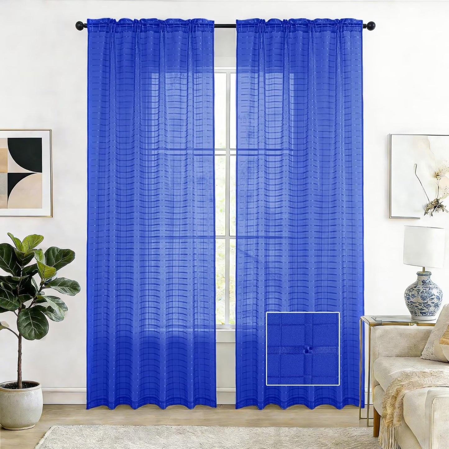 SpaceDresser Basic Rod Pocket Sheer Voile Window Curtain Panels White 1 Pair 2 Panels 52 Width 84 Inch Long for Kitchen Bedroom Children Living Room Yard(White,52 W x 84 L)