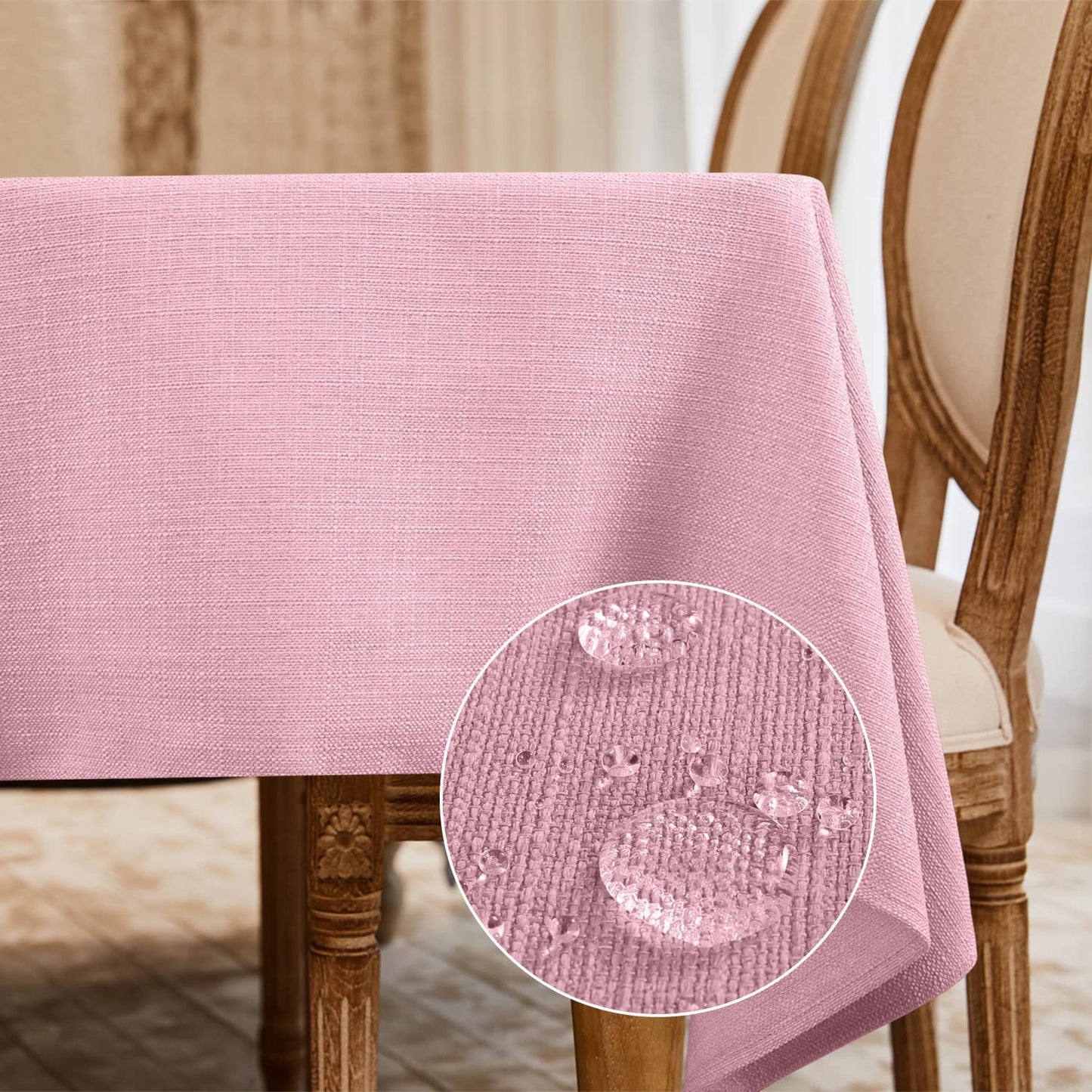BALCONY & FALCON Rectangle Table Cloth Waterproof Beige 156"x90" | Rectangular Washable Wrinkle Resistant Table Cloth Linen Fabric Tablecloths for Dining Party Kitchen Wedding and Outdoor Use