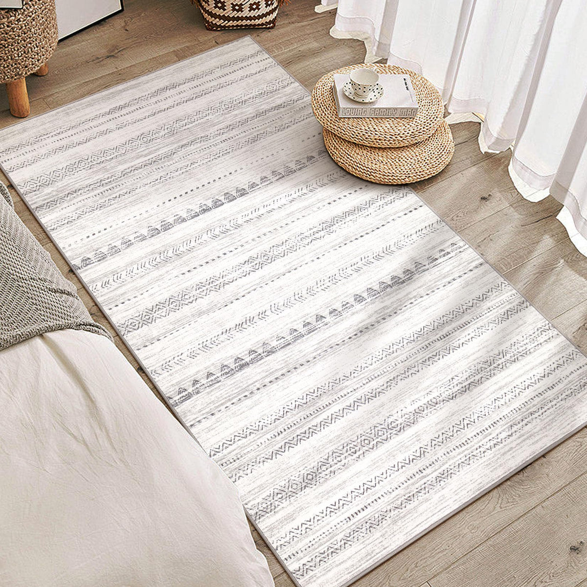 Nakagishi Boho 5x7 Area Rug Living Room Rugs Machine Washable Beige/Brown | Soft, Pet & Kid Friendly, Carpet for Living Room/Bedroom/Office/Kitchen/Nursery, Daily Home Decor Stain Resistant Moroccan