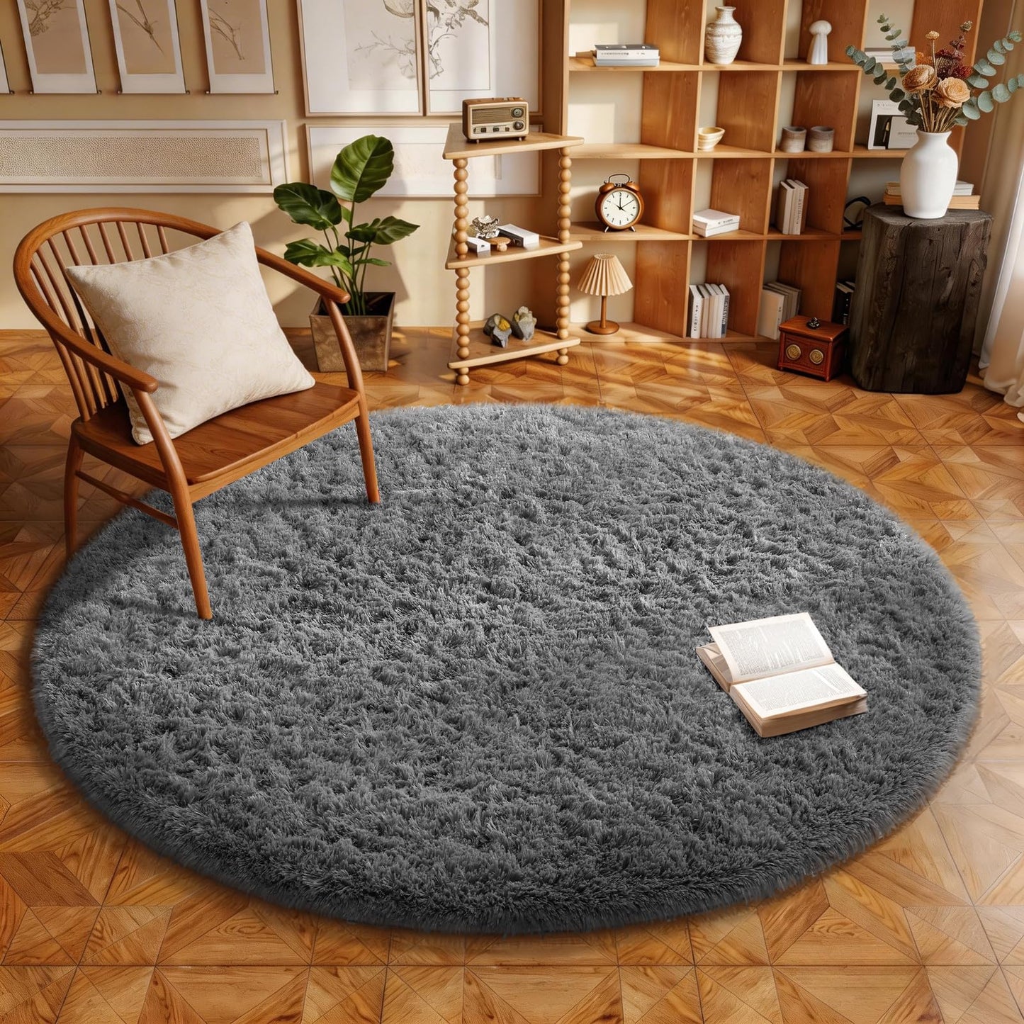 Ophanie Area Rugs for Living Room Bedroom, Washable Non-Slip Fluffy Soft Grey Shag Carpet, Indoor Floor Gray 4x6 Fuzzy Shaggy Living Room Plush Rug for Kids Home Dorm Decor Aesthetic