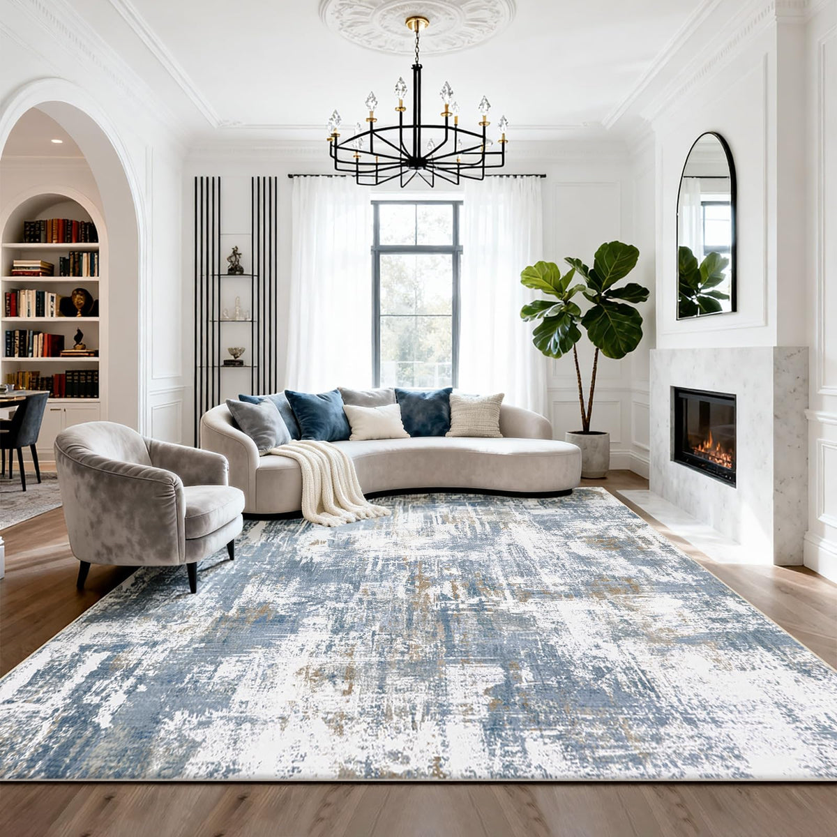 Washable Rugs 8x10 Area Rugs for Living Room,Bedroom,Dining Room Carpet | Ultra Soft Faux Wool,Kids & Pet Friendly,Machine Washable,Non-Slip & Non-Shedding,Large Vintage Low Pile Rug for Home Office