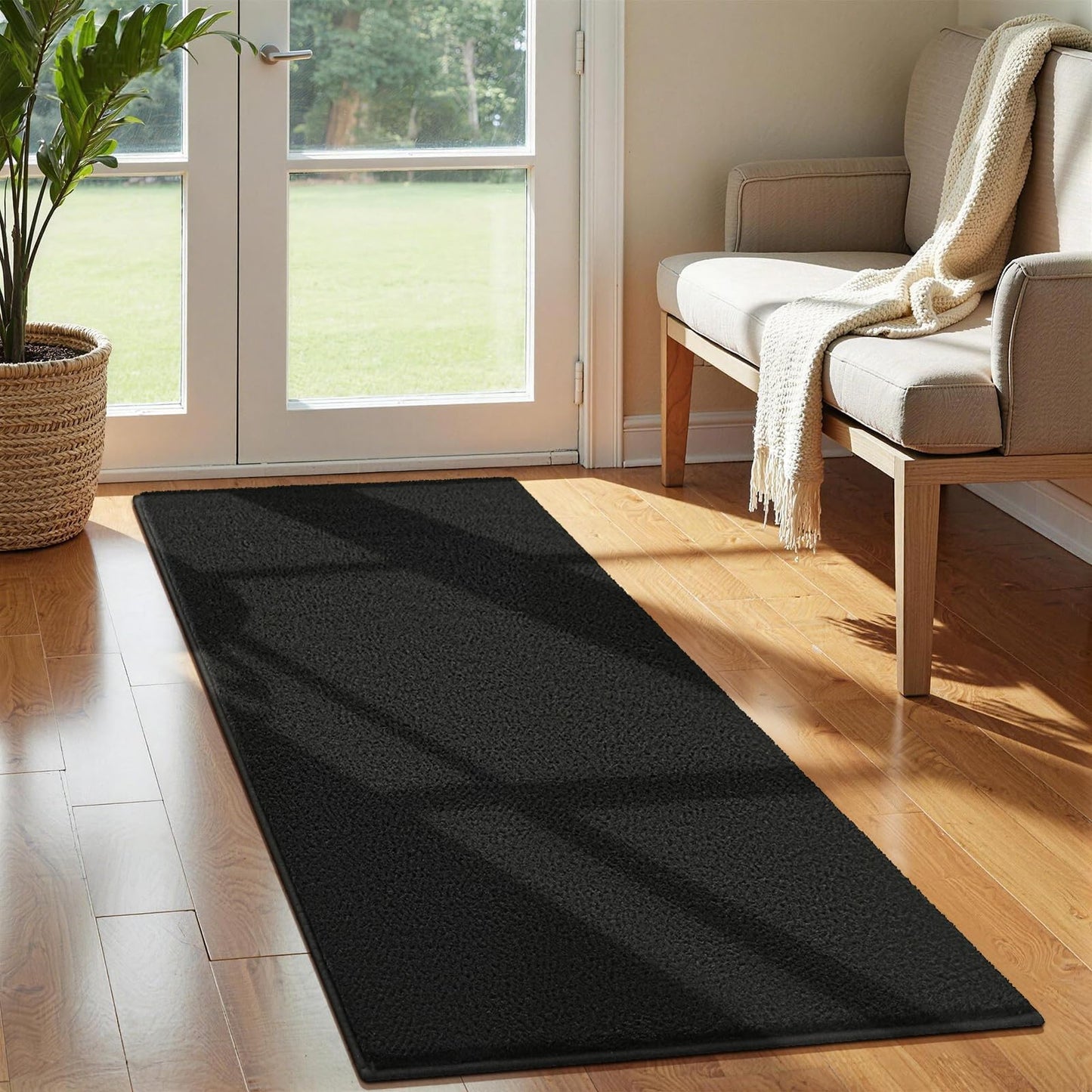 Vasofe Black Area Rugs for Living Room Bedroom, 4x6 Modern Memory Foam Rug | Thickened Throw Carpet, Super Soft Kids Boys Girls Rug, Non Slip Washable Carpets for Dorm Nursery Classroom Office Decor