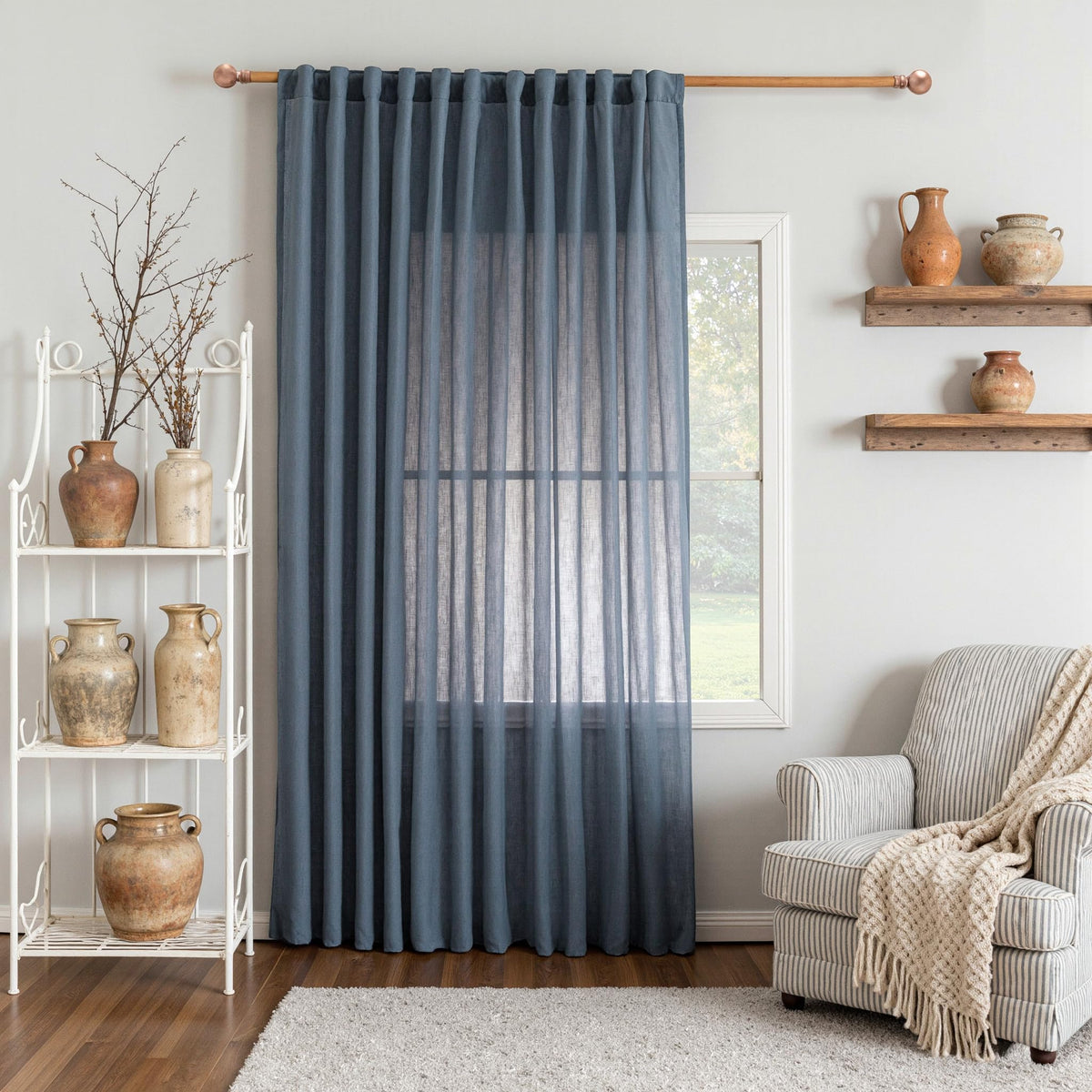 MYSKY HOME Linen Curtains for Living Room, Natural Semi Sheer Curtains & Drapes 84 inches Length 2 Panels Set Farmhouse Country Boho Style Back Tab Draperies for Sliding Glass Door, 50" Wide, Linen