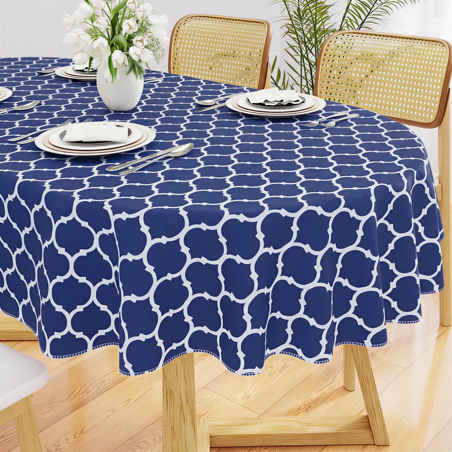 Smiry Rectangle Table Cloth, Flannel Backed Vinyl Tablecloth, 60"x84" | Waterproof Plastic Tablecloths, Wipeable Table Cover for Dining, Indoor and Outdoor (Grey)