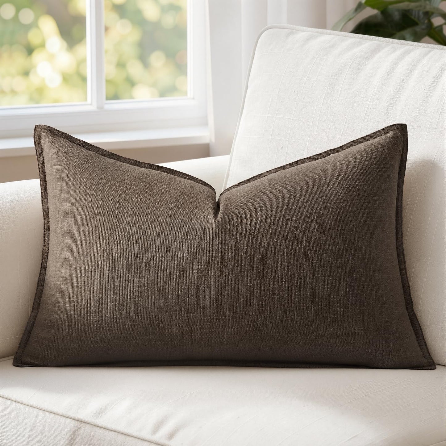 MIULEE Decorative Linen Lumbar Pillow Cover 14x36 Inch Natural Beige | Boho Farmhouse Neutral Couch Long Throw Pillow for Bed, Pack of 1 Accent Modern Pillowcase, Sofa Livingroom Home Decor