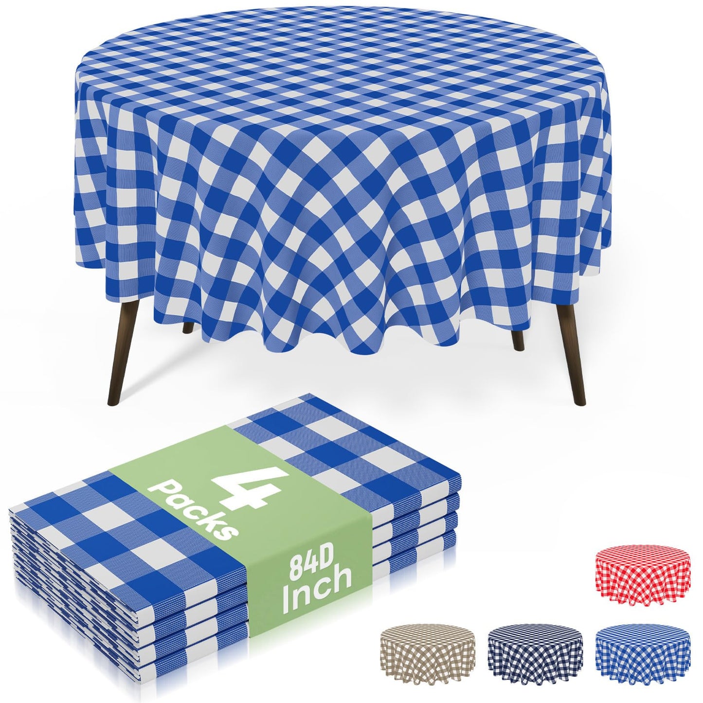 4 Packs Buffalo Disposable Table Cloth, 54 x 108 Inch Waterproof Plastic Tablecloth, Rectangle Red and White Checkered Table Covers for Picnic, Birthday, Party, Back to School