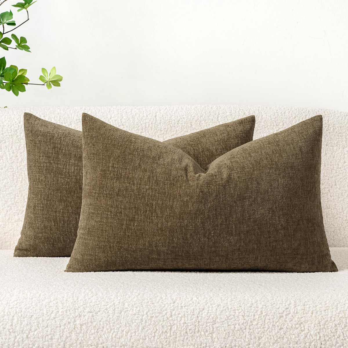 MIULEE Soft Chenille Fall Throw Pillow Covers Burnt Orange 18x18 Pack of 2 | Modern Fall Home Decor, Classic Decorative Pillows, Solid Dyed Cases, Boho Couch Cushion Covers for Sofa Bed Living Room