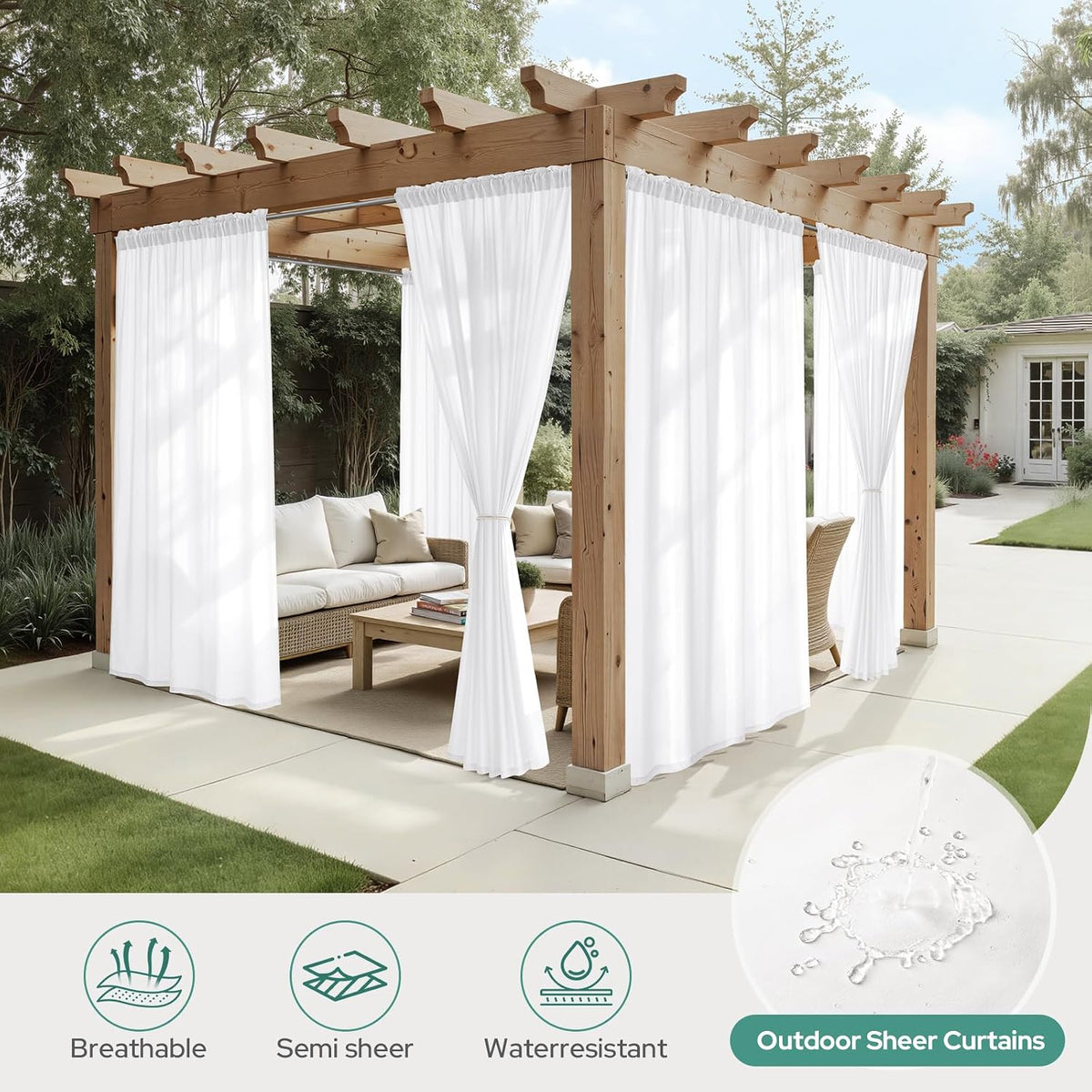 HOMEIDEAS Non-See-Through White Privacy Semi Sheer Curtains 84 Inches Long 2 Panels Set Light Filtering Curtains for Living Room Bedroom Drapes,W52xL84