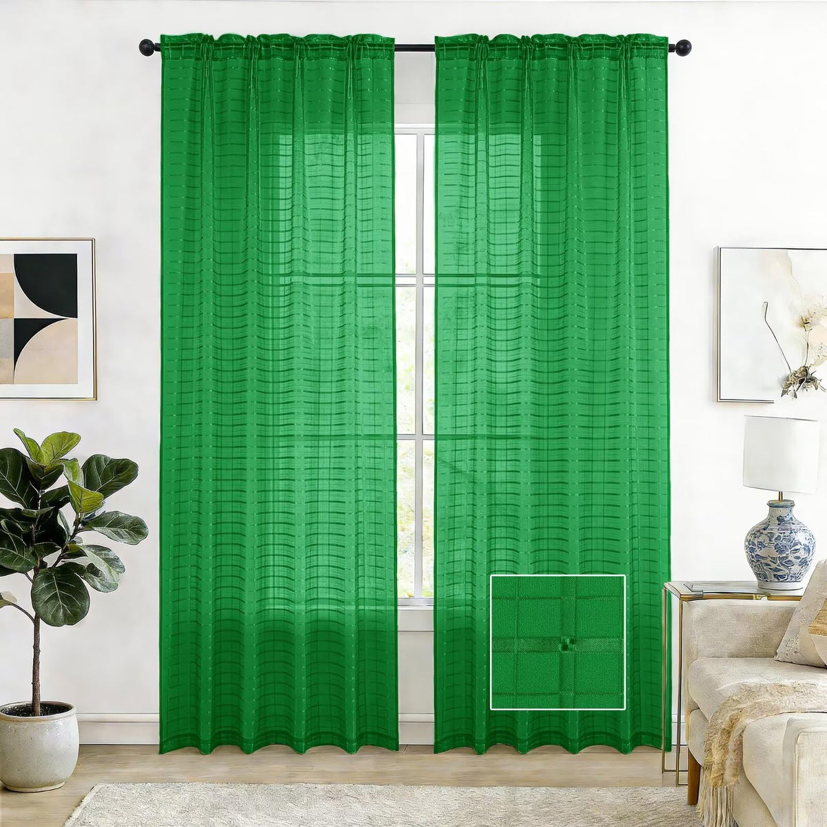 SpaceDresser Basic Rod Pocket Sheer Voile Window Curtain Panels White 1 Pair 2 Panels 52 Width 84 Inch Long for Kitchen Bedroom Children Living Room Yard(White,52 W x 84 L)