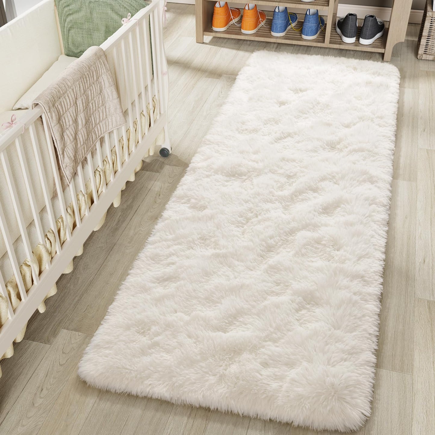 LOCHAS Area Rugs Fluffy Living Room Carpets for Kids Bedroom 6x9, Cream | Ultra Soft Indoor Modern Shaggy Rug for Dorm Nursery Boys Girls Home Decor