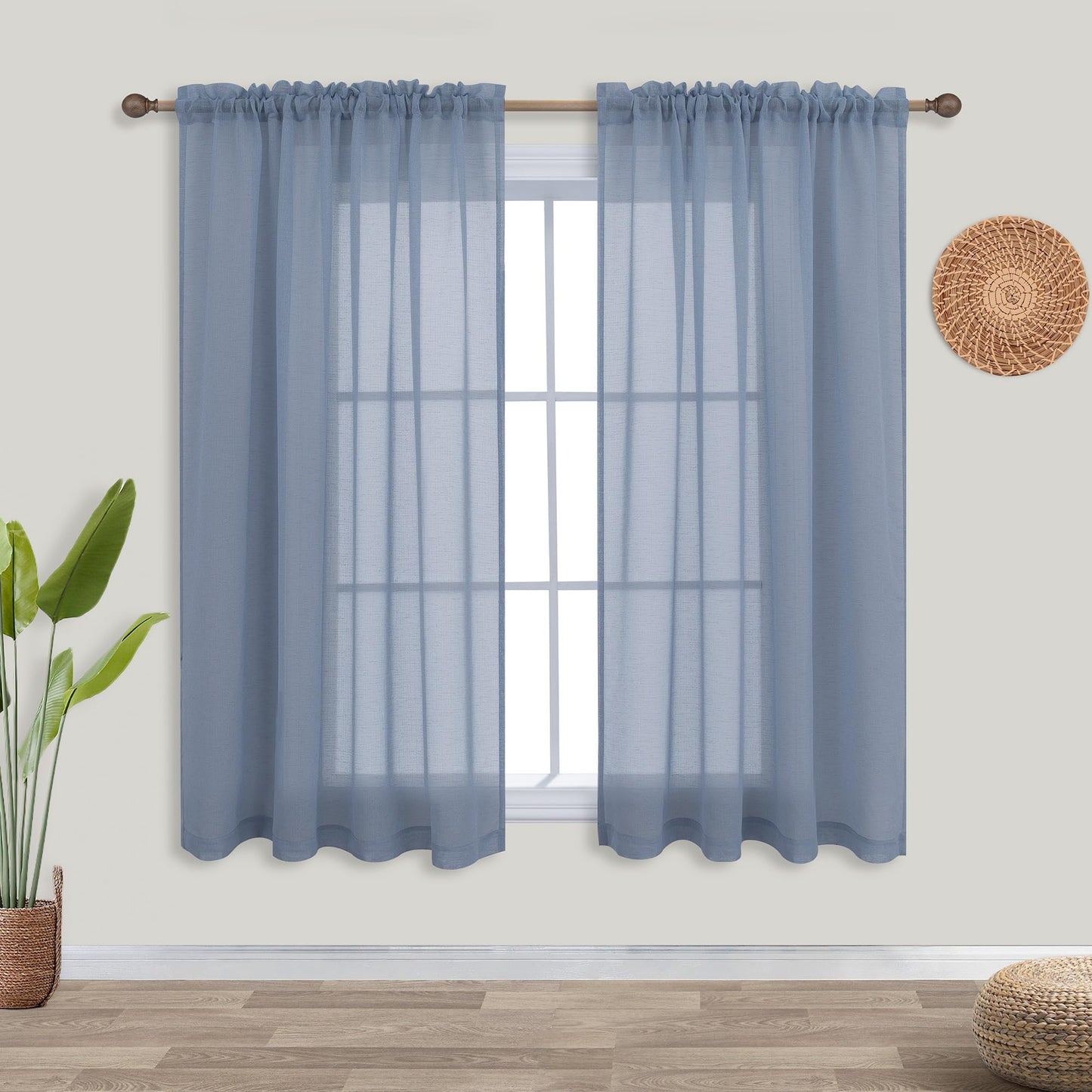 KOUFALL White Sheer Curtains 84 Inches Long 2 Panels,Gauze Cheese Cloth Linen Look Rod Pocket Flowy See Through Curtains for Living Room Bedroom