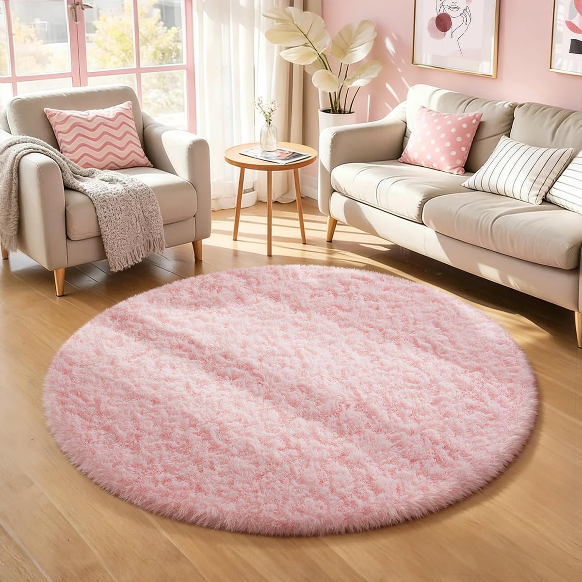 Ophanie 8x10 Area Rugs for Living Room, Washable Non-Slip Fluffy Soft Large Shag Bedroom Carpet, Ivory Big Indoor Nursery Rug, Carpets for Boy and Girls Room Dorm Decor with Over 99 pcs Pile fibers