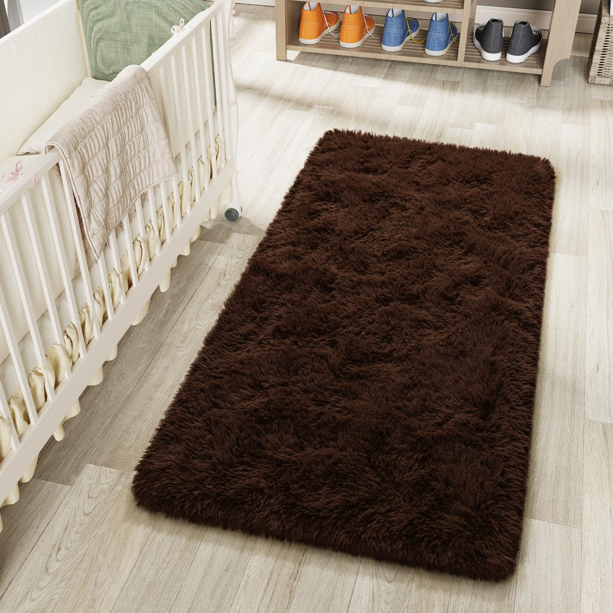 LOCHAS Area Rugs Fluffy Living Room Carpets for Kids Bedroom 6x9, Cream | Ultra Soft Indoor Modern Shaggy Rug for Dorm Nursery Boys Girls Home Decor
