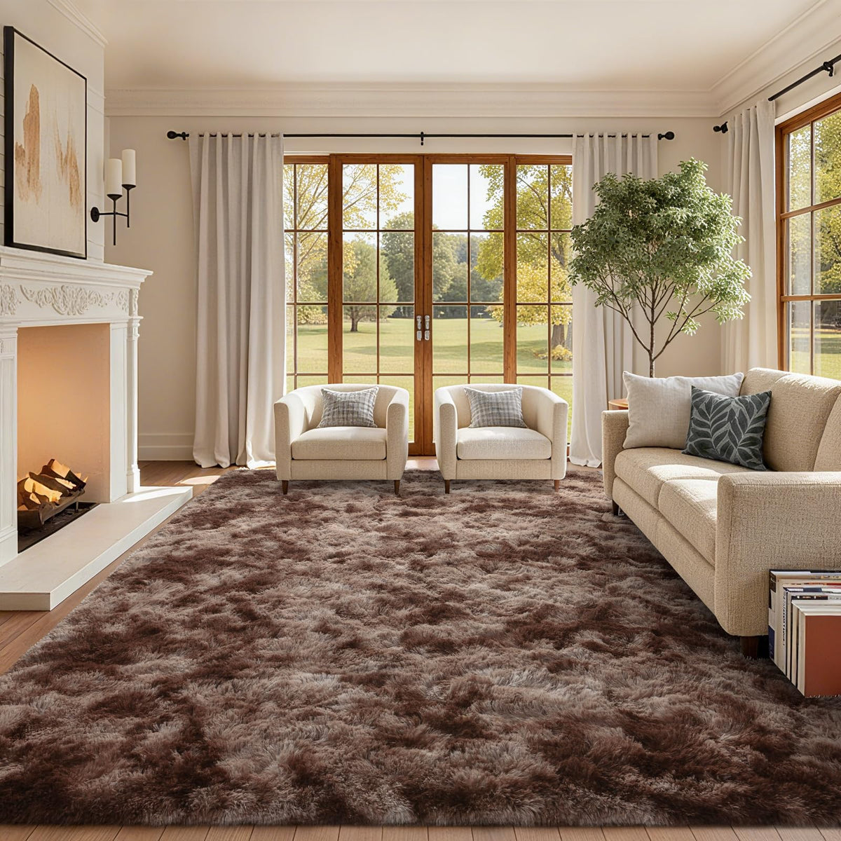 6x9 Ft Large Shag Rugs for Living Room Decor, Tie-Dyed Ultra Soft Fluffy Furry Area Rugs for Bedroom Indoor Floor, Aesthetic Carpet for Kids Home (Dark Grey)