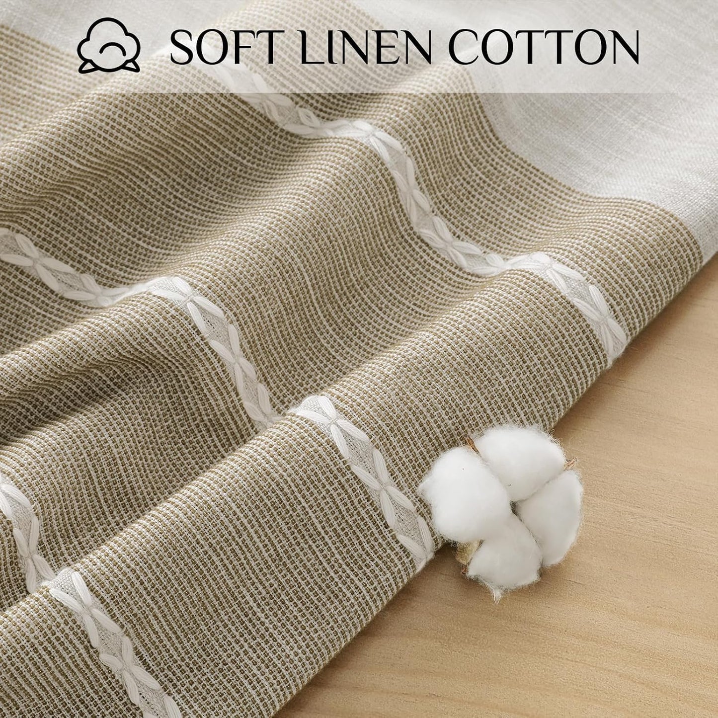 Softalker Outdoor Linen Tablecloth Rectangle, Waterproof Cotton Boho Farmhouse Table Cloths with Tassel, Heavy Weight Wrinkle Free Table Cover for Picnic Camping Dining - 55 x 70 Inch, Coffee Lines